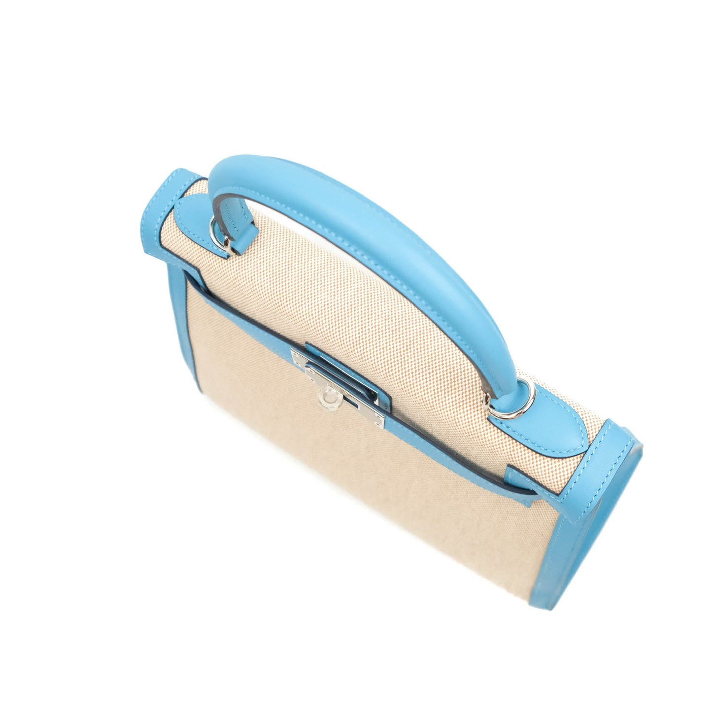 Hermès Kelly 28 Bleu Du Nord Swift & Ecru-beige Toile H Palladium Hardware