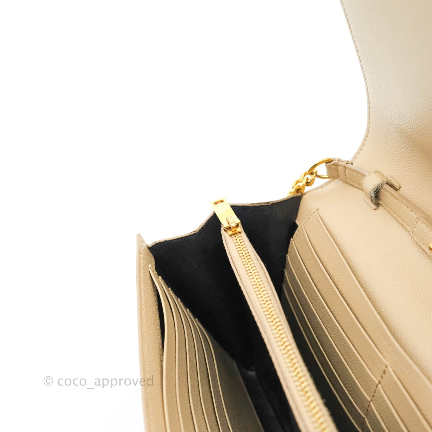 Saint Laurent Classic Beige Grained Leather Gold Hardware