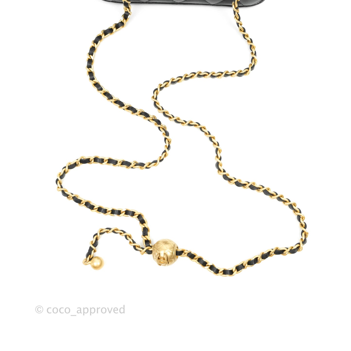 Chanel Vanity with Pearl Crush Chain in Black Lambskin Aged Gold Hardware