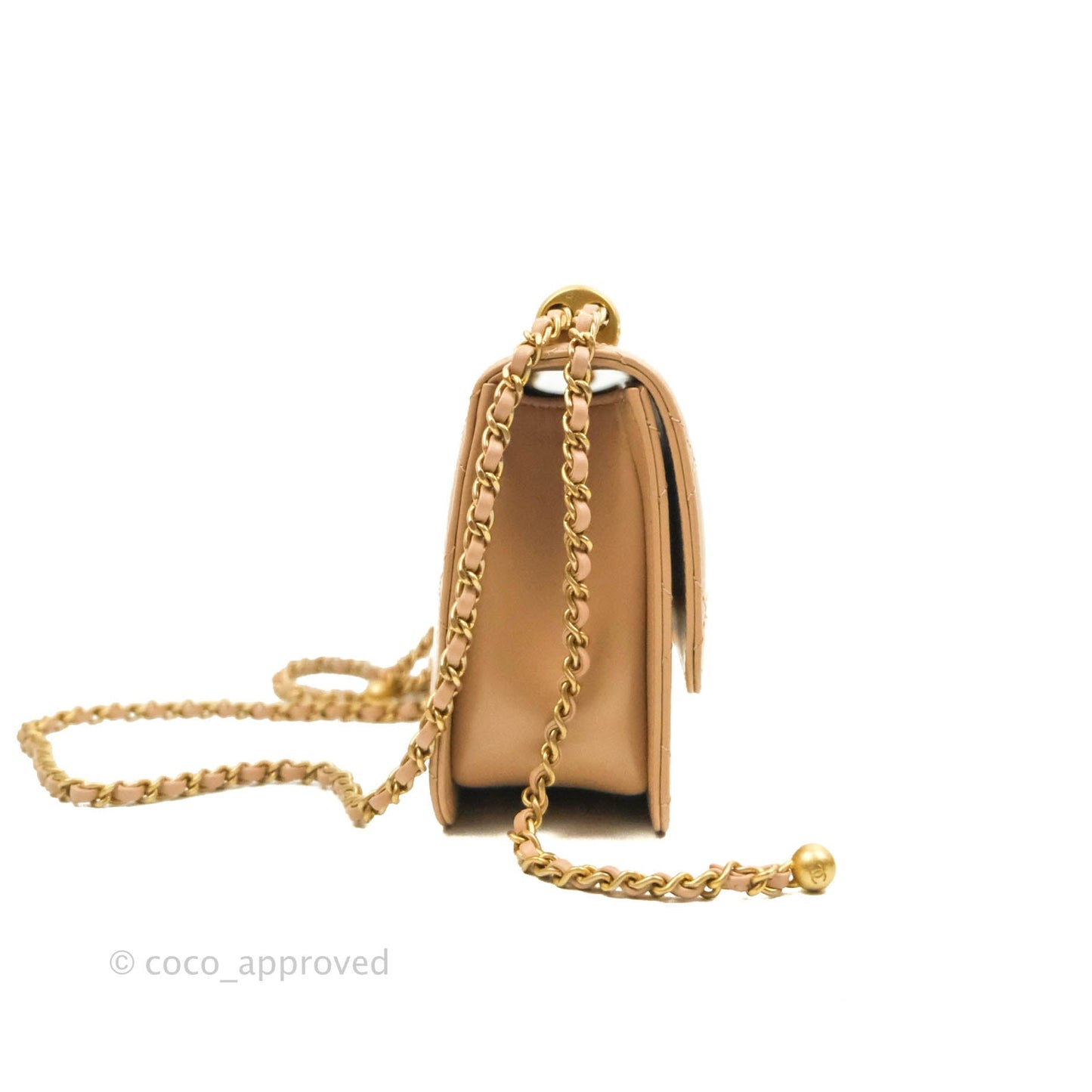 Chanel Quilted Small Perfect Fit Adjustable Beige Calfskin Gold Hardware 21A