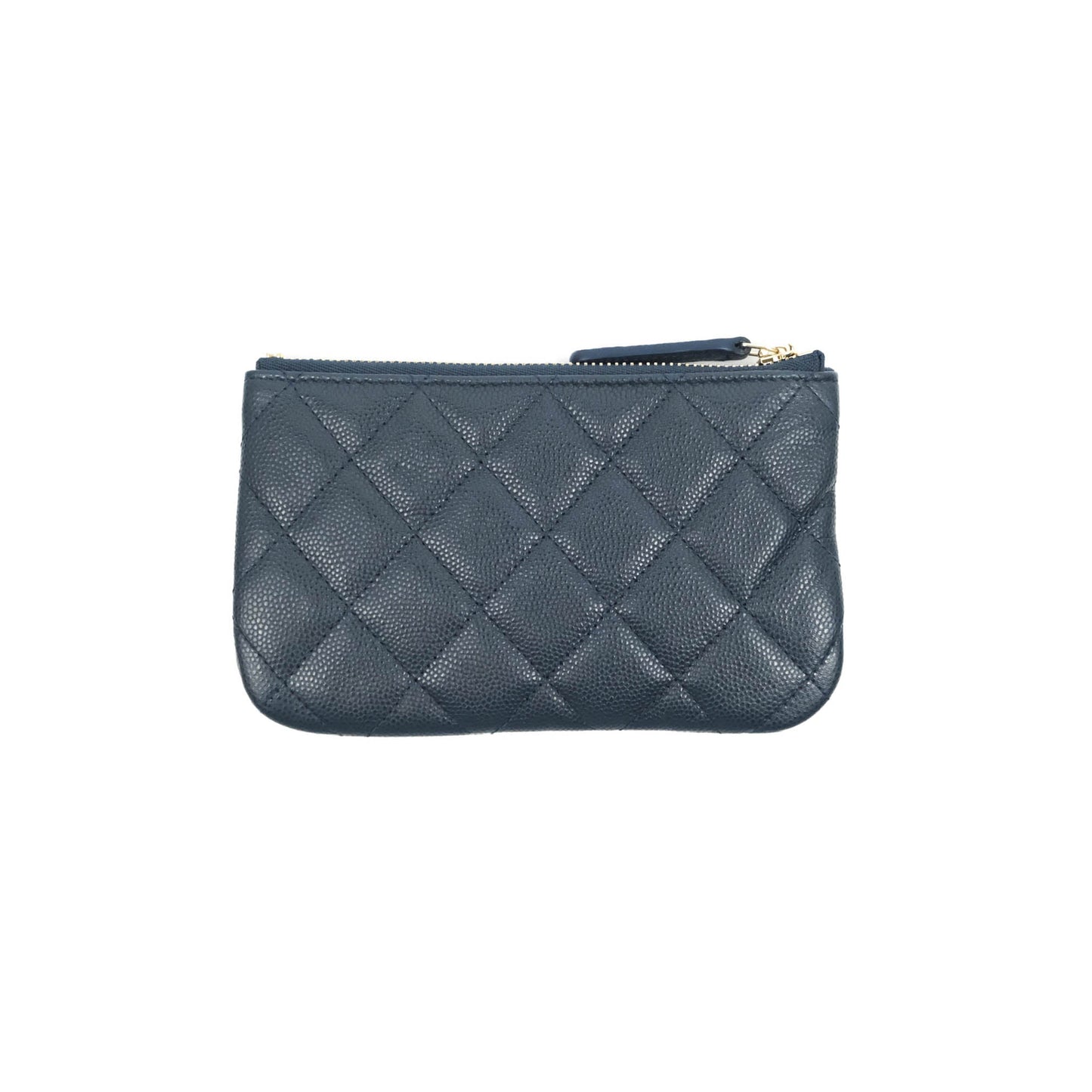 Chanel Mini Quilted O Case Navy Caviar Gold Hardware