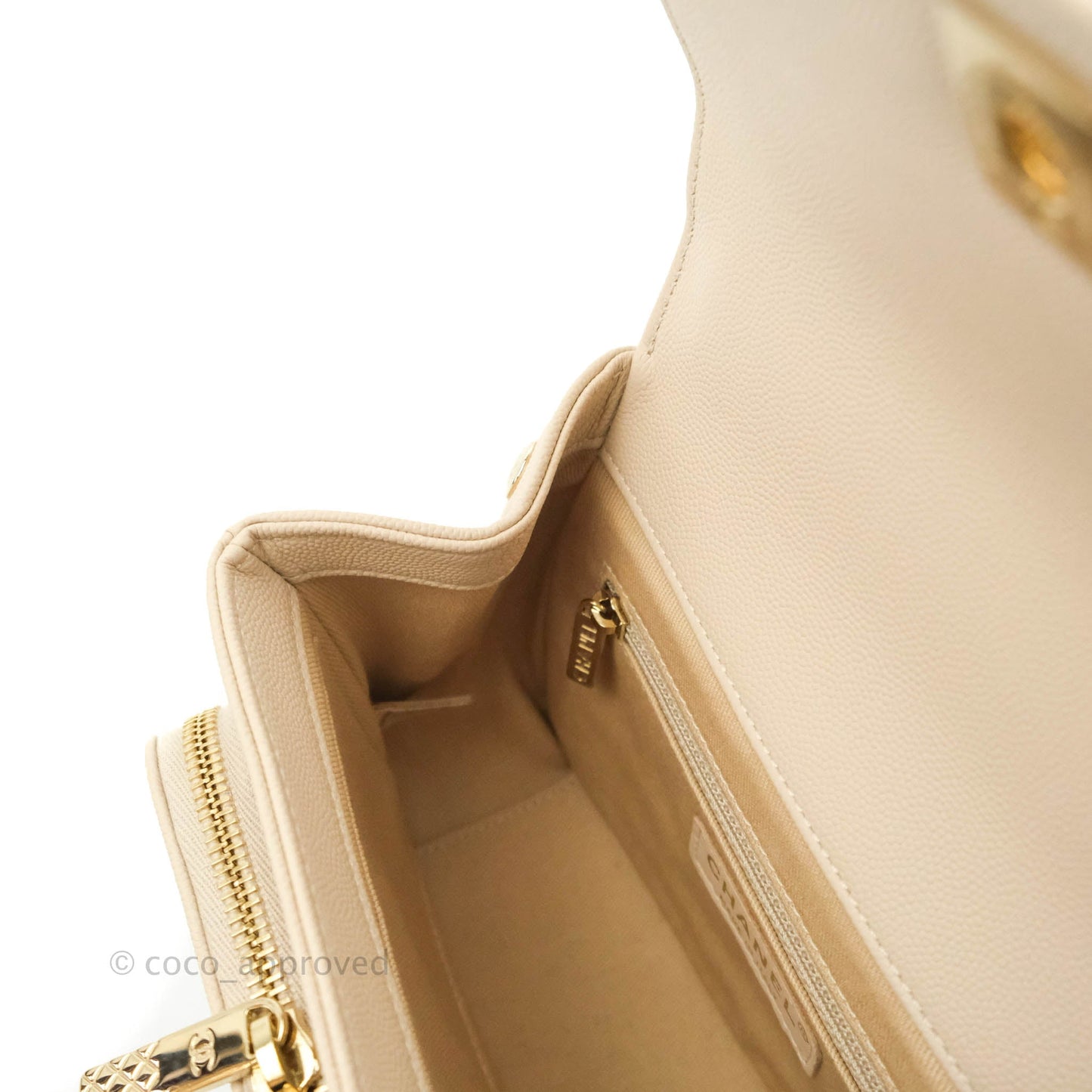 Chanel Quilted Small Business Affinity Flap Light Beige Caviar Gold Hardware