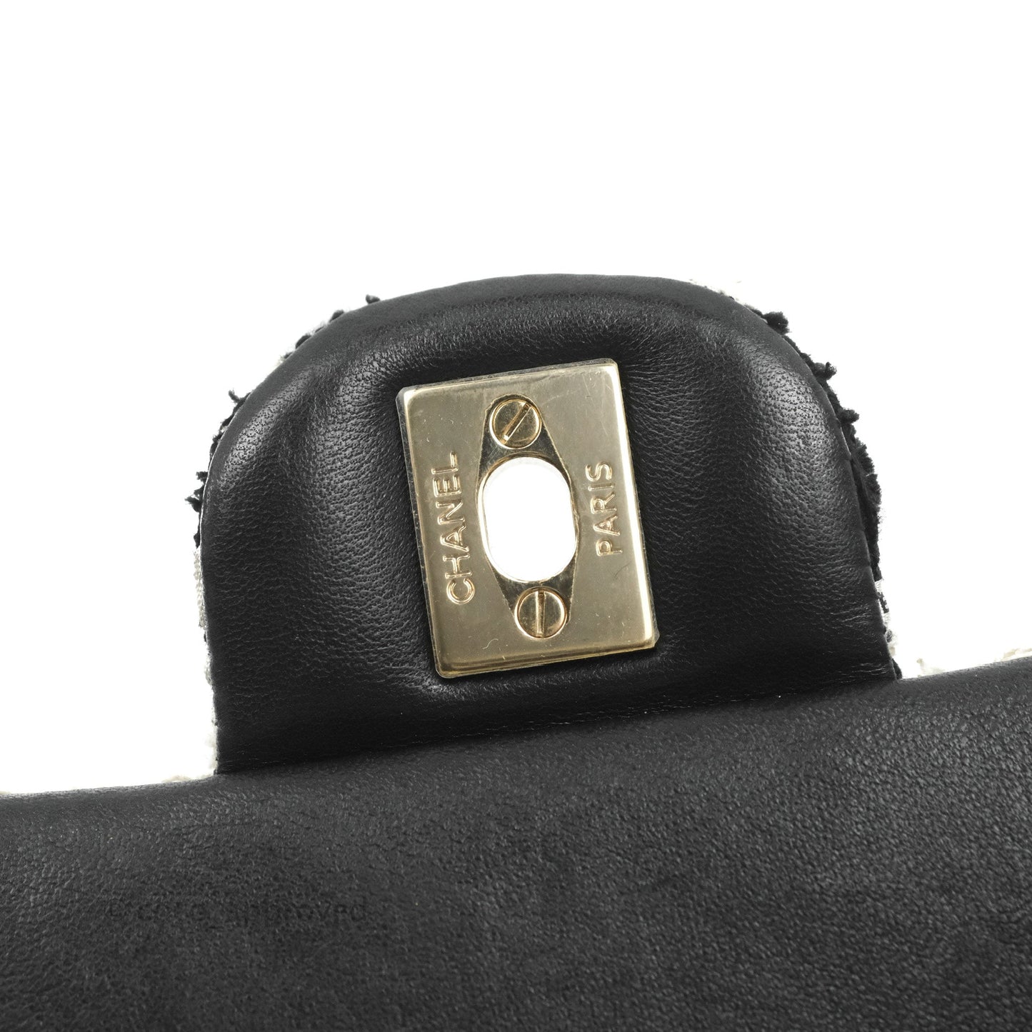 Chanel Quilted Mini Rectangular Flap Tweed Houndstooth Black & White Gold Hardware