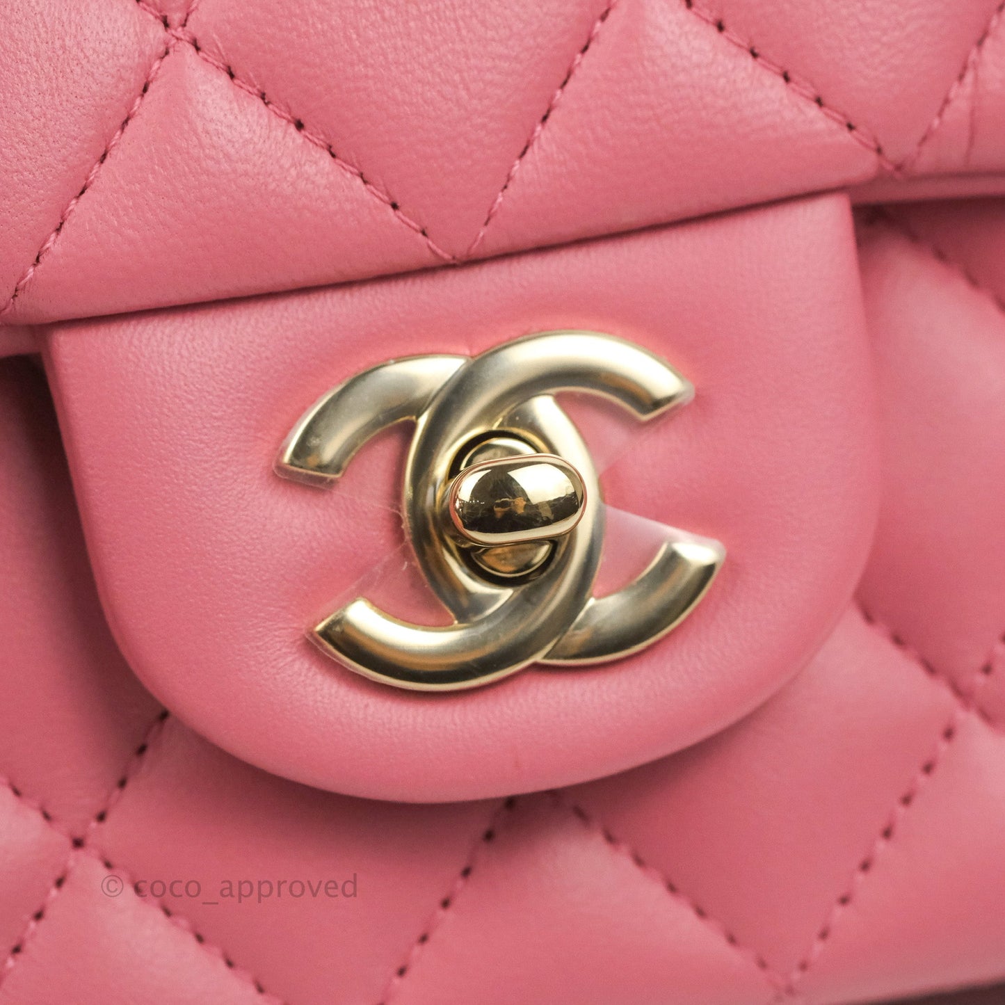 Chanel Top Handle Mini Rectangular Flap Bag Pink Lambskin Gold Hardware With Twilly