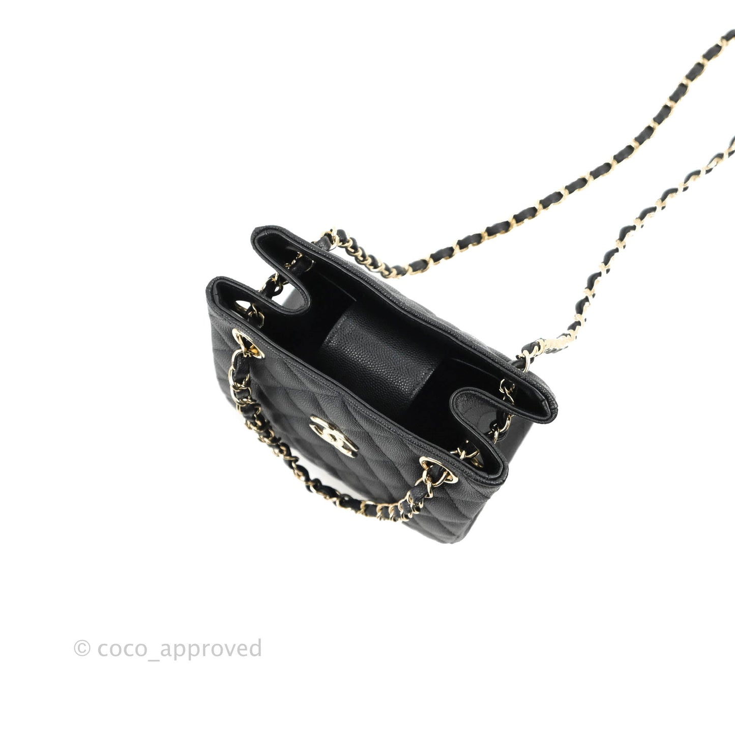 Chanel Mini Bucket Tote Black Caviar Gold Hardware 22S