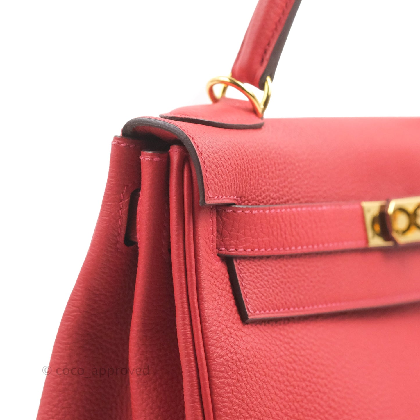 Hermès Retourne Taurillon Kelly 28 Rouge Pivoine Clemence Gold Hardware