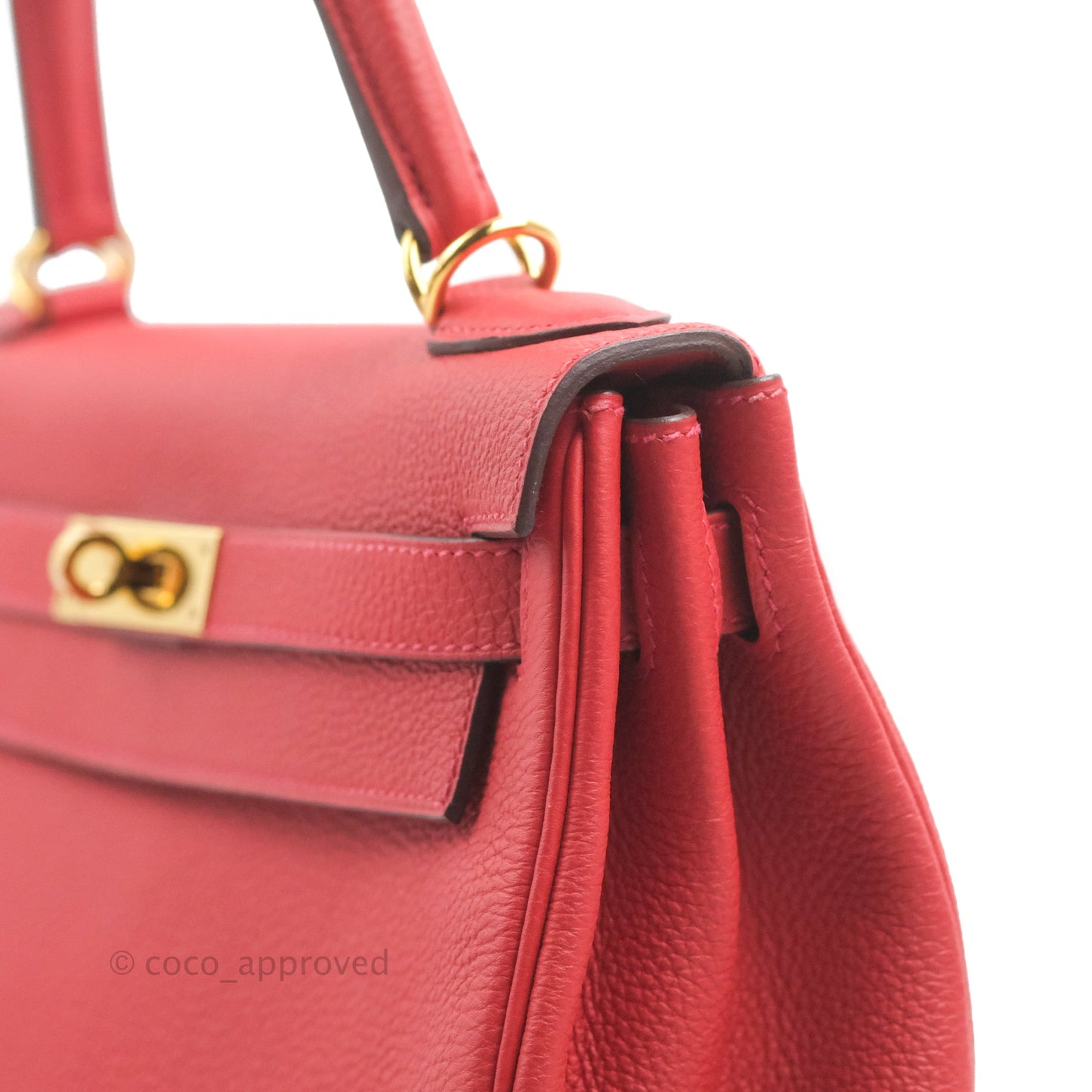 Hermès Retourne Taurillon Kelly 28 Rouge Pivoine Clemence Gold Hardware