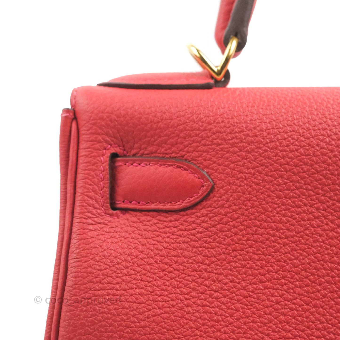 Hermès Retourne Taurillon Kelly 28 Rouge Pivoine Clemence Gold Hardware