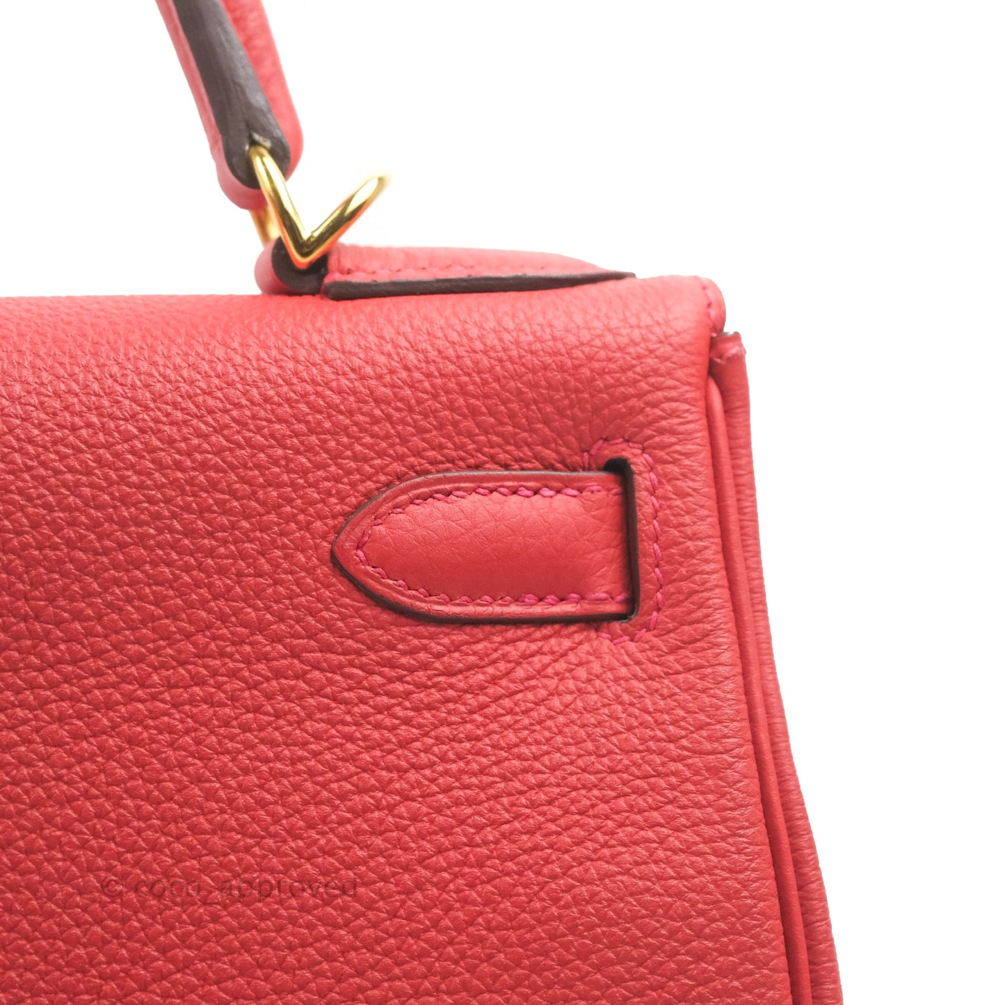 Hermès Retourne Taurillon Kelly 28 Rouge Pivoine Clemence Gold Hardware