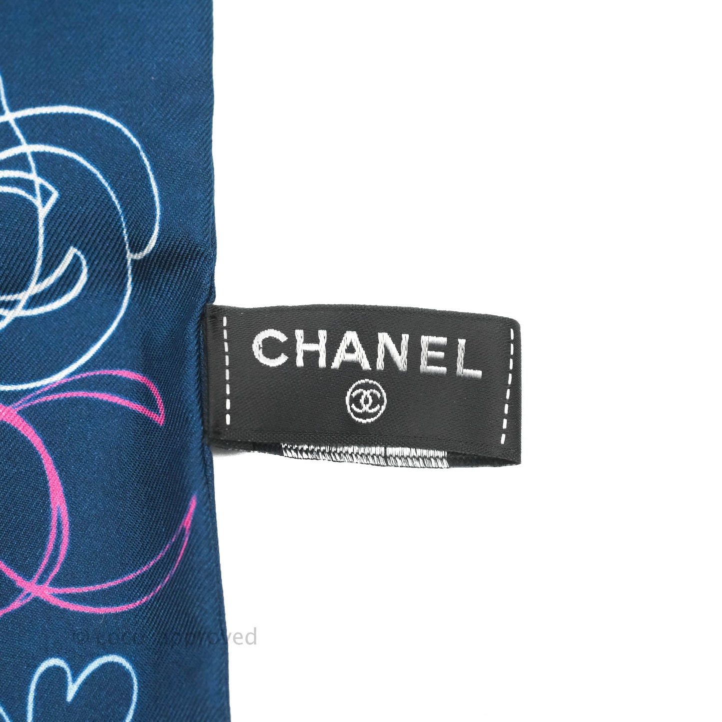 Chanel CC Flora Print Silk Twilly in Navy