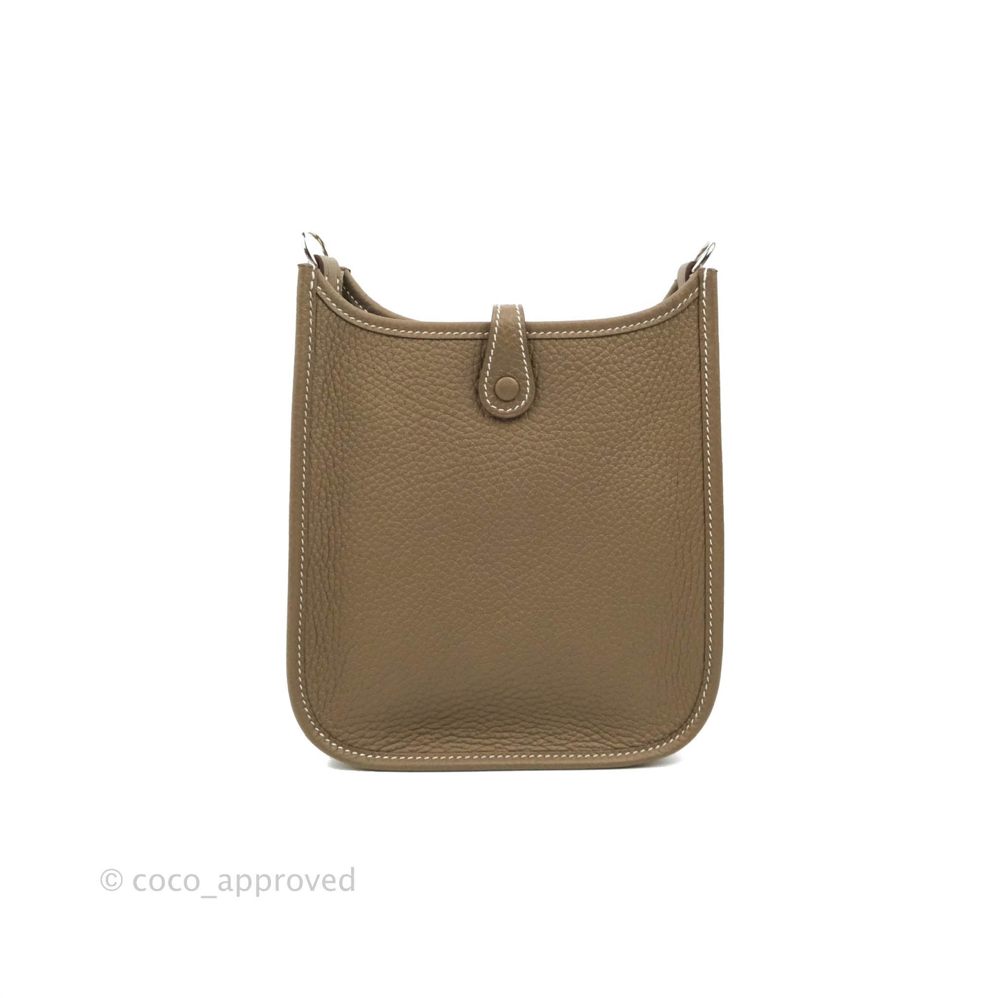 Hermès Mini Evelyne 16 Etoupe Amazone Taurillon Clemence Sangle Wooly Unie Palladium Hardware