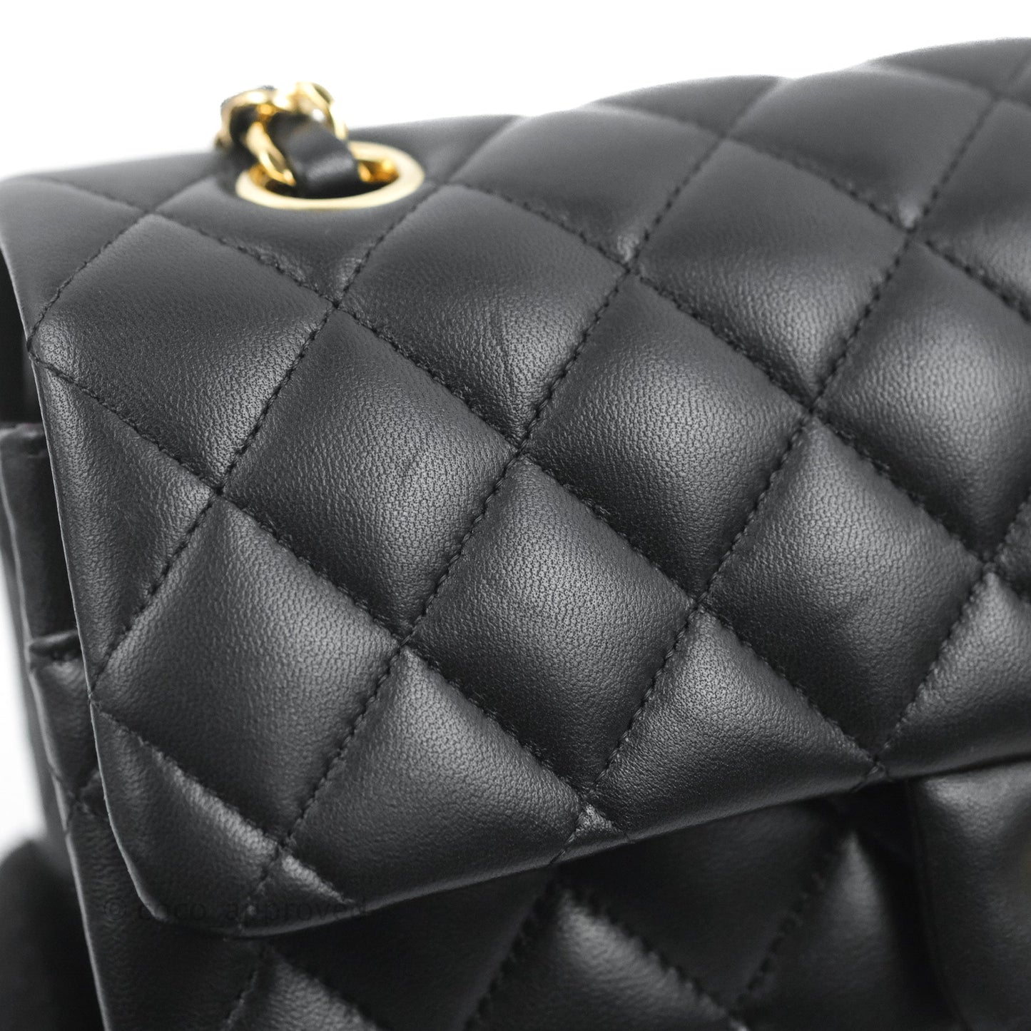 Chanel Small Classic Quilted Flap Black Lambskin Gold Hardware