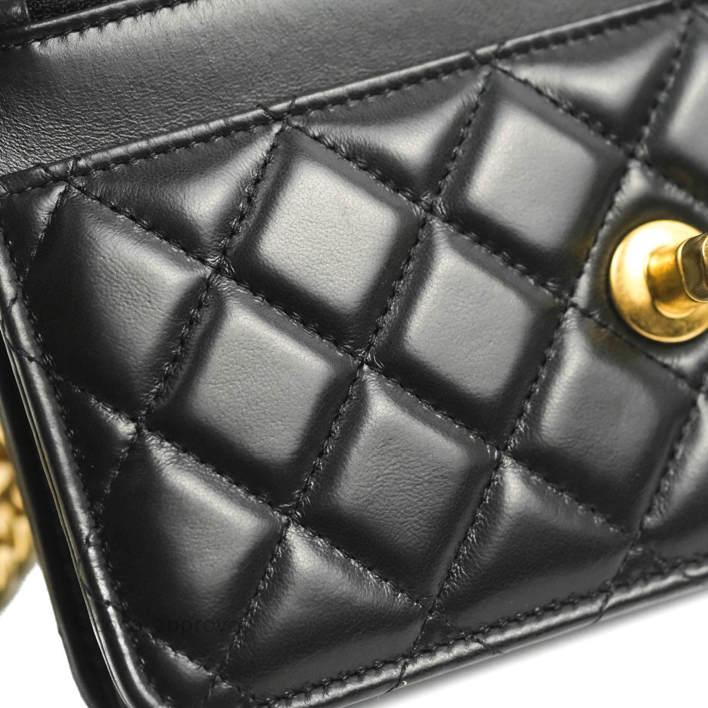Chanel Quilted Wallet on Chain WOC Adjustable Chain Black Lambskin Aged Gold Hardware 22K