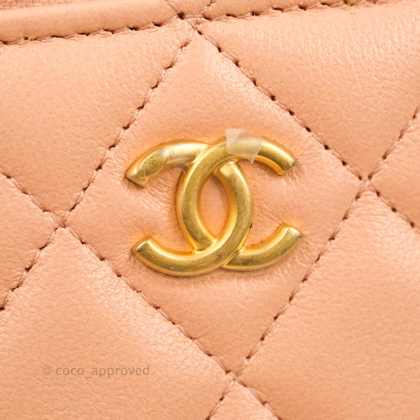 Chanel Classic Mini Pearl Crush Vanity With Chain Pink Lambskin Aged Gold Hardware
