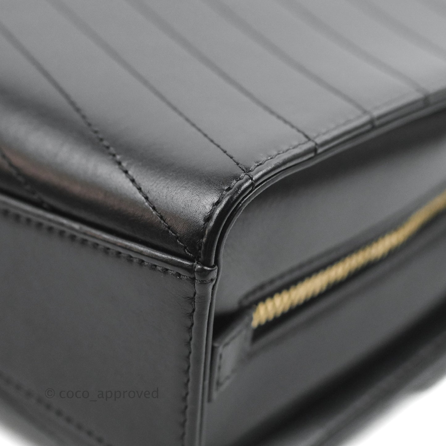 Chanel Medal Envelope Flap Bag Chevron Black Calfskin Aged Gold Hardware