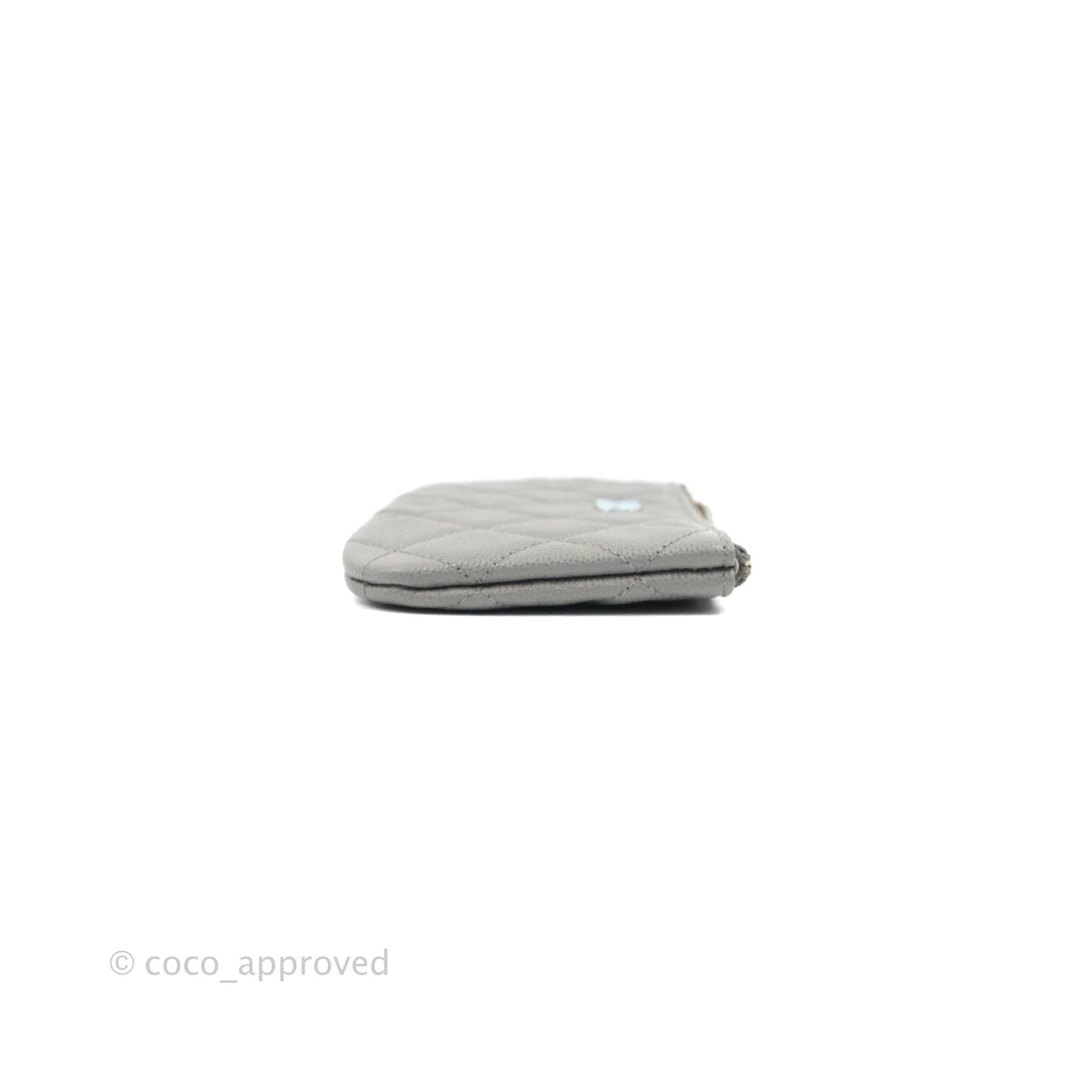 Chanel Quilted Mini O Case Grey Caviar Silver Hardware