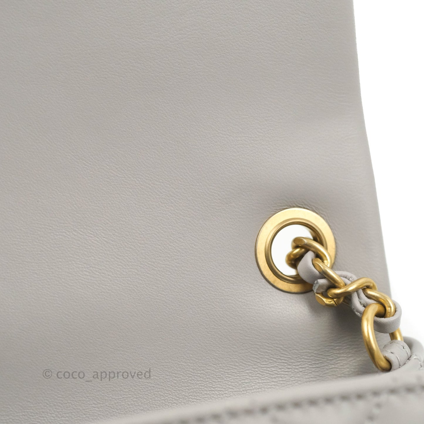 Chanel Mini Rectangular Pearl Crush Quilted Grey Lambskin Aged Gold Hardware