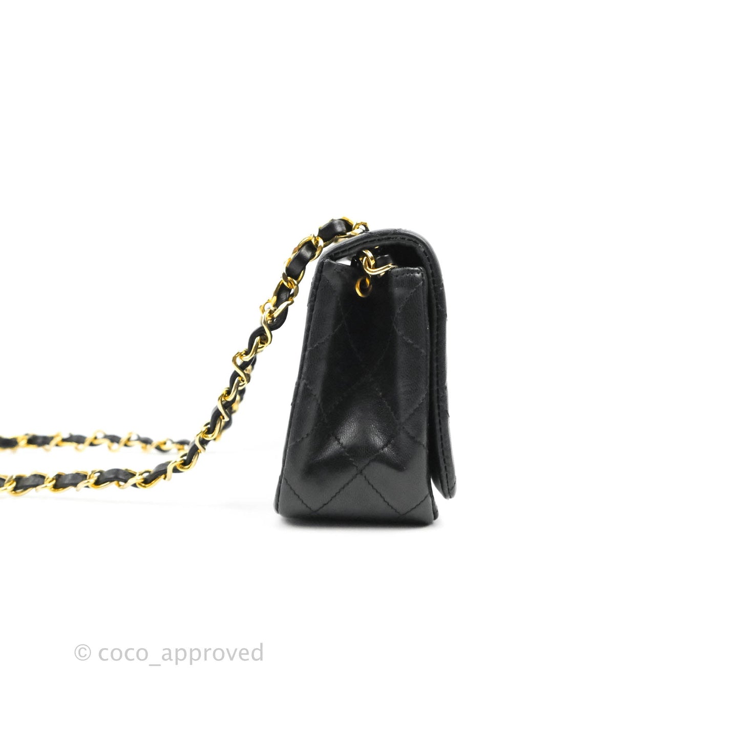 Chanel Vintage Small Single Full Flap Bag Black Lambskin 24K Gold Hardware