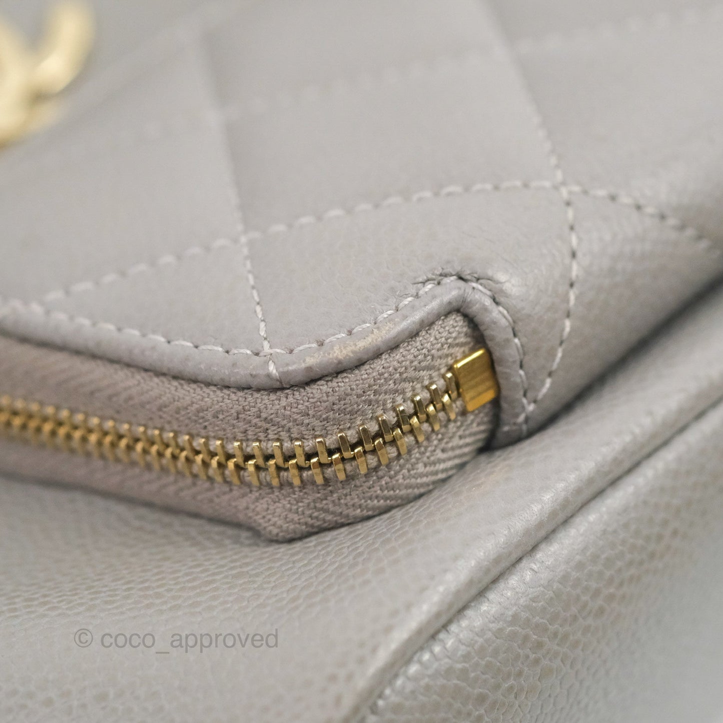 Chanel Business Affinity Drawstring Bucket Bag Grey Caviar Gold Hardware