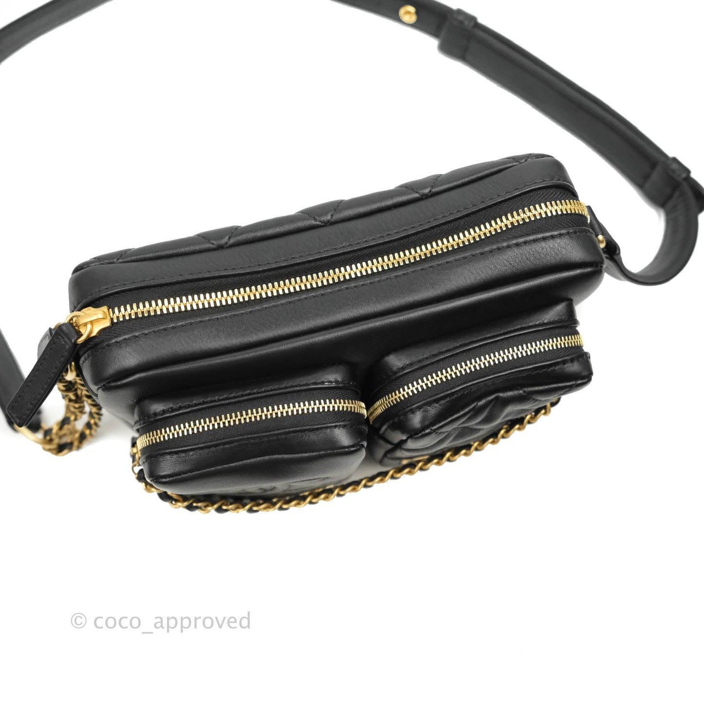 Chanel Quilted Small Camera Case Black Calfskin