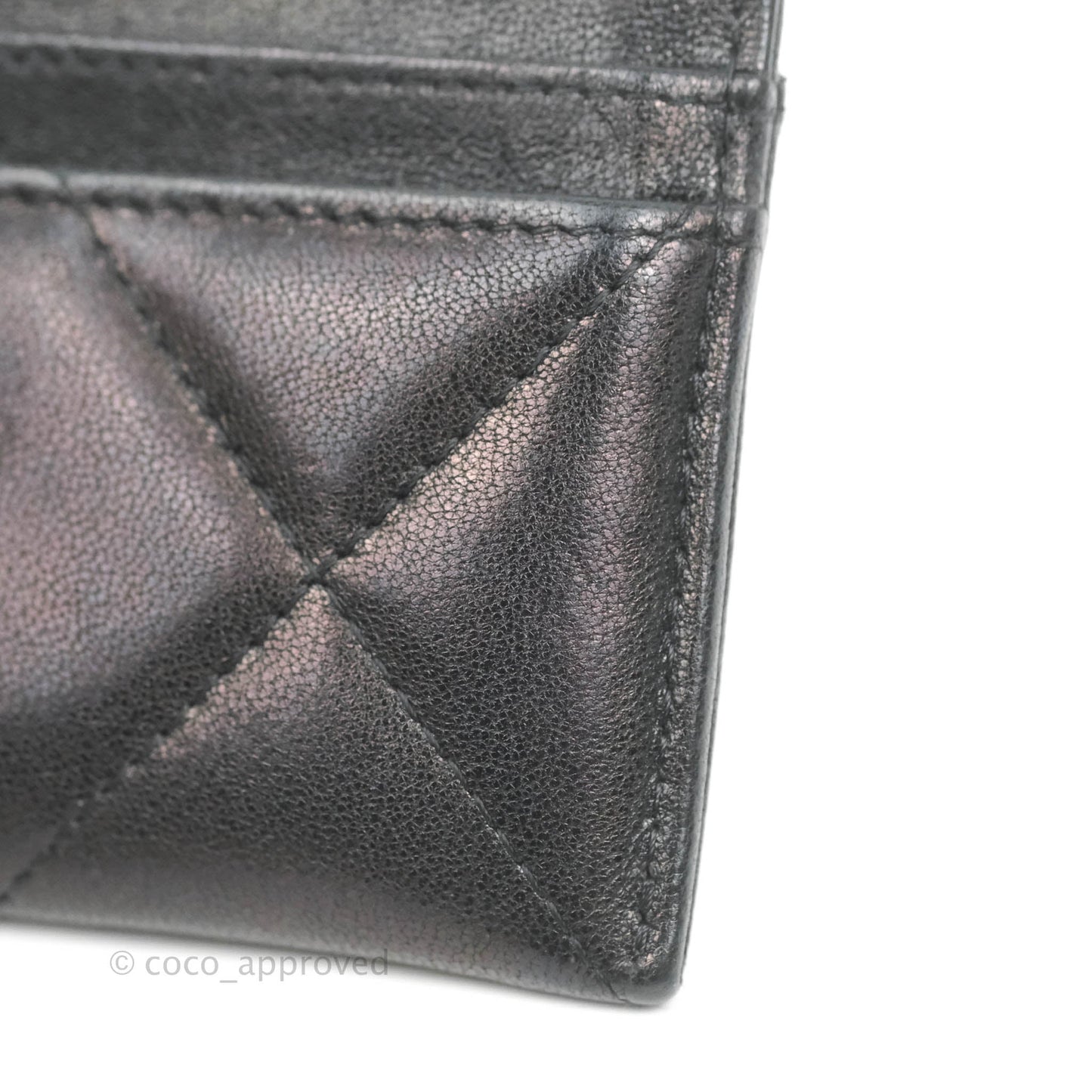 Chanel 19 Quilted Iridescent Black Flat Card Holder