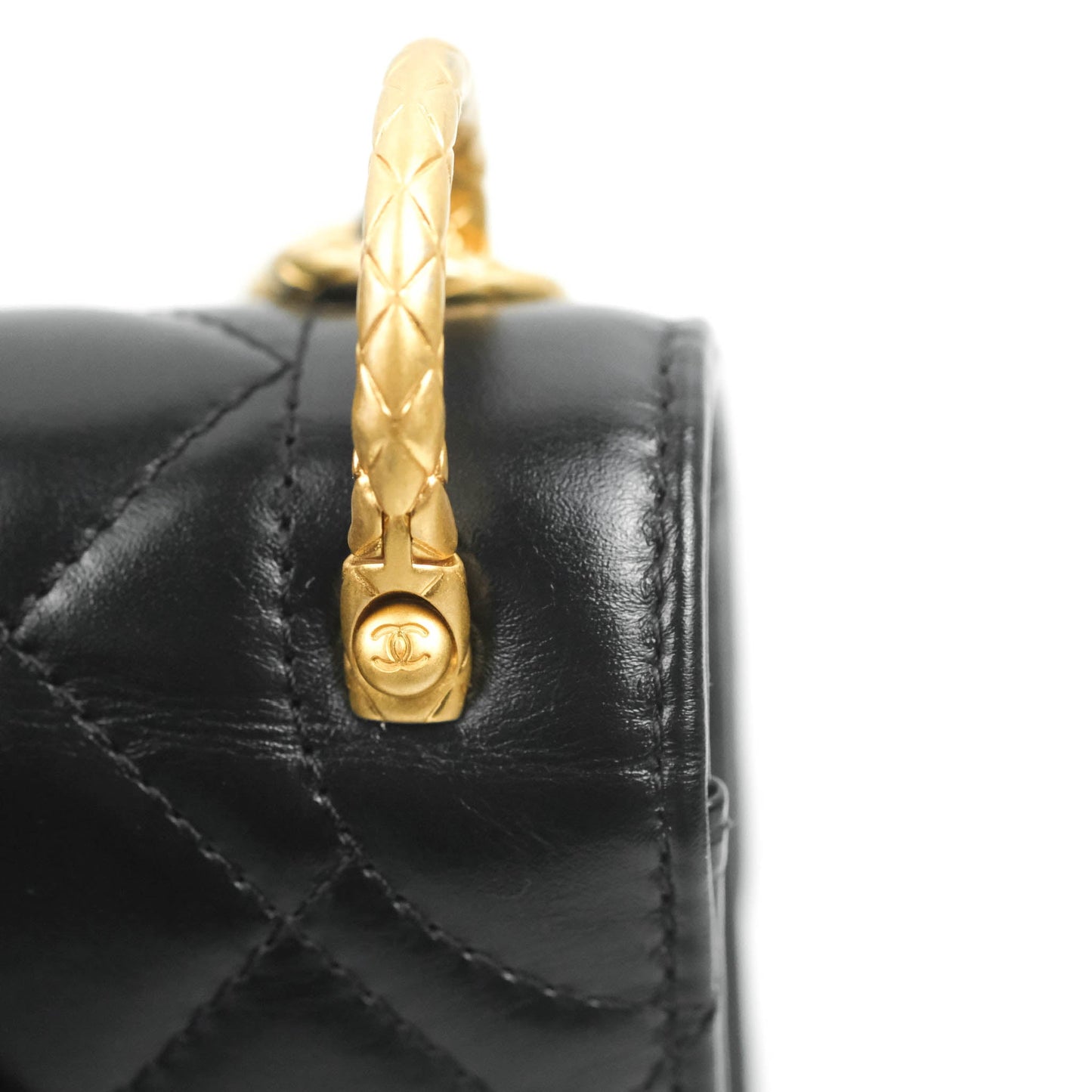 Chanel Mini Flap Bag Black Calfskin Aged Gold Hardware 21B