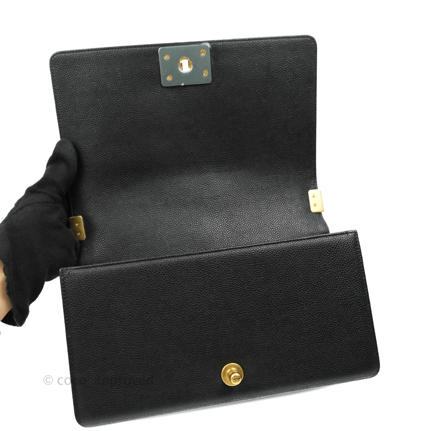 Chanel Medium Boy Quilted Black Caviar Aged Gold Hardware