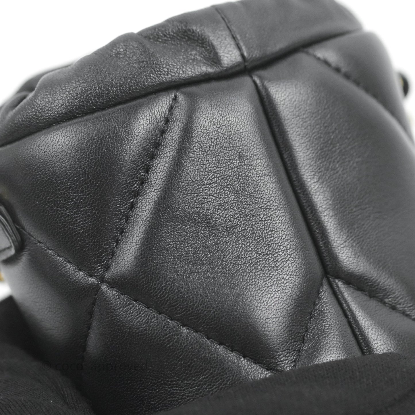 Chanel Mini Bucket Bag with Fluffy Chain Black Lambskin Gold Hardware