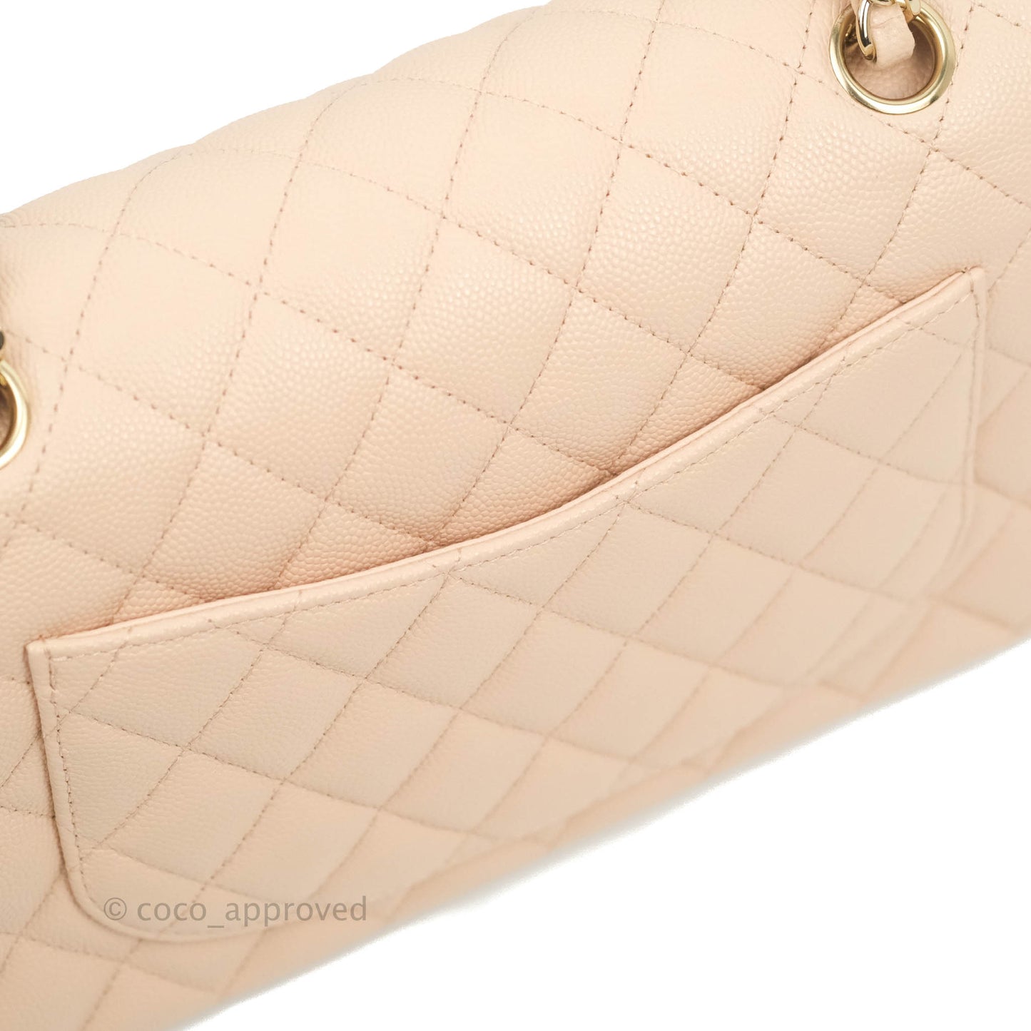 Chanel Small Classic Quilted Flap Light Beige Pink Caviar Gold Hardware 22C