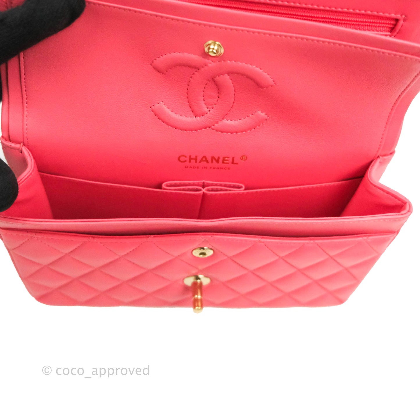 Chanel Small Classic Quilted Flap Rosy Pink Lambskin Gold Hardware