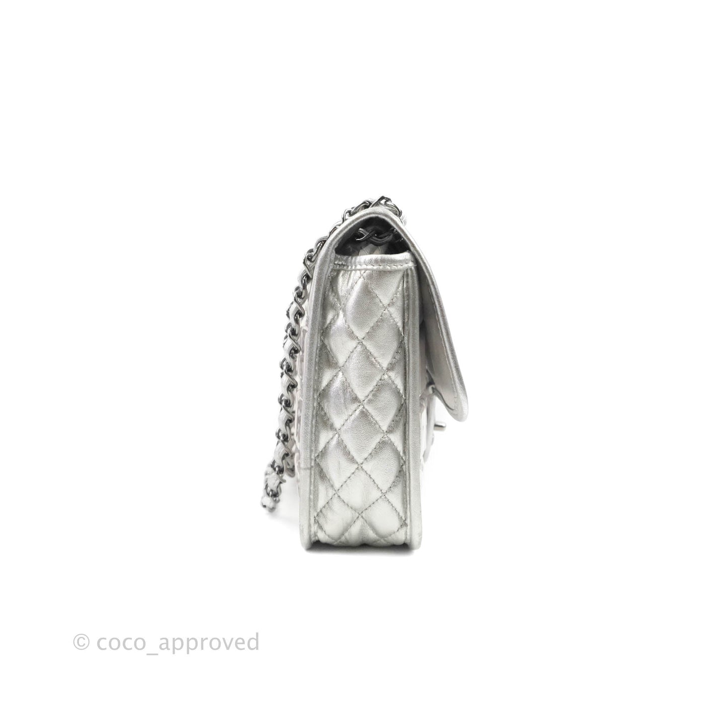 Chanel Vinyl Ice Cube Flap Bag Metallic Silver Silver Hardware