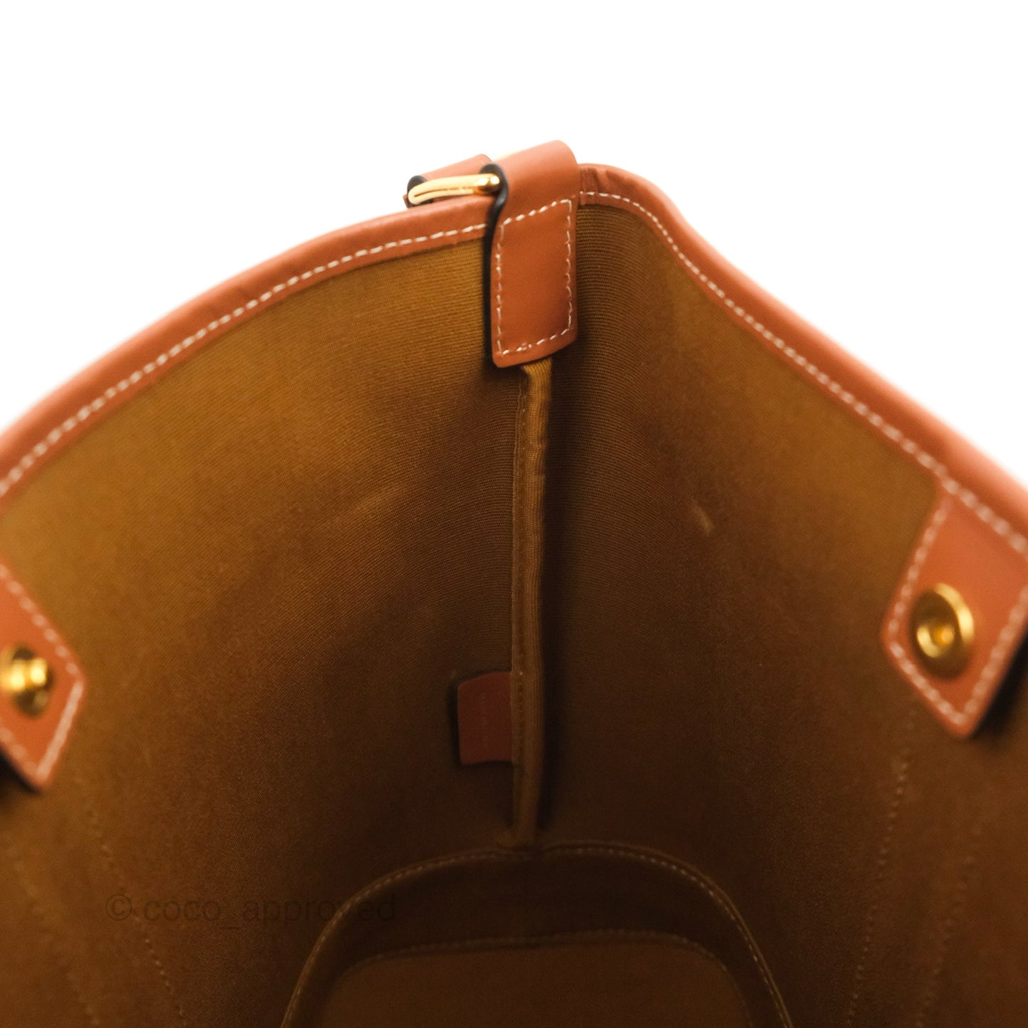 Celine Small Bucket Triomphe Canvas Tan Calfskin