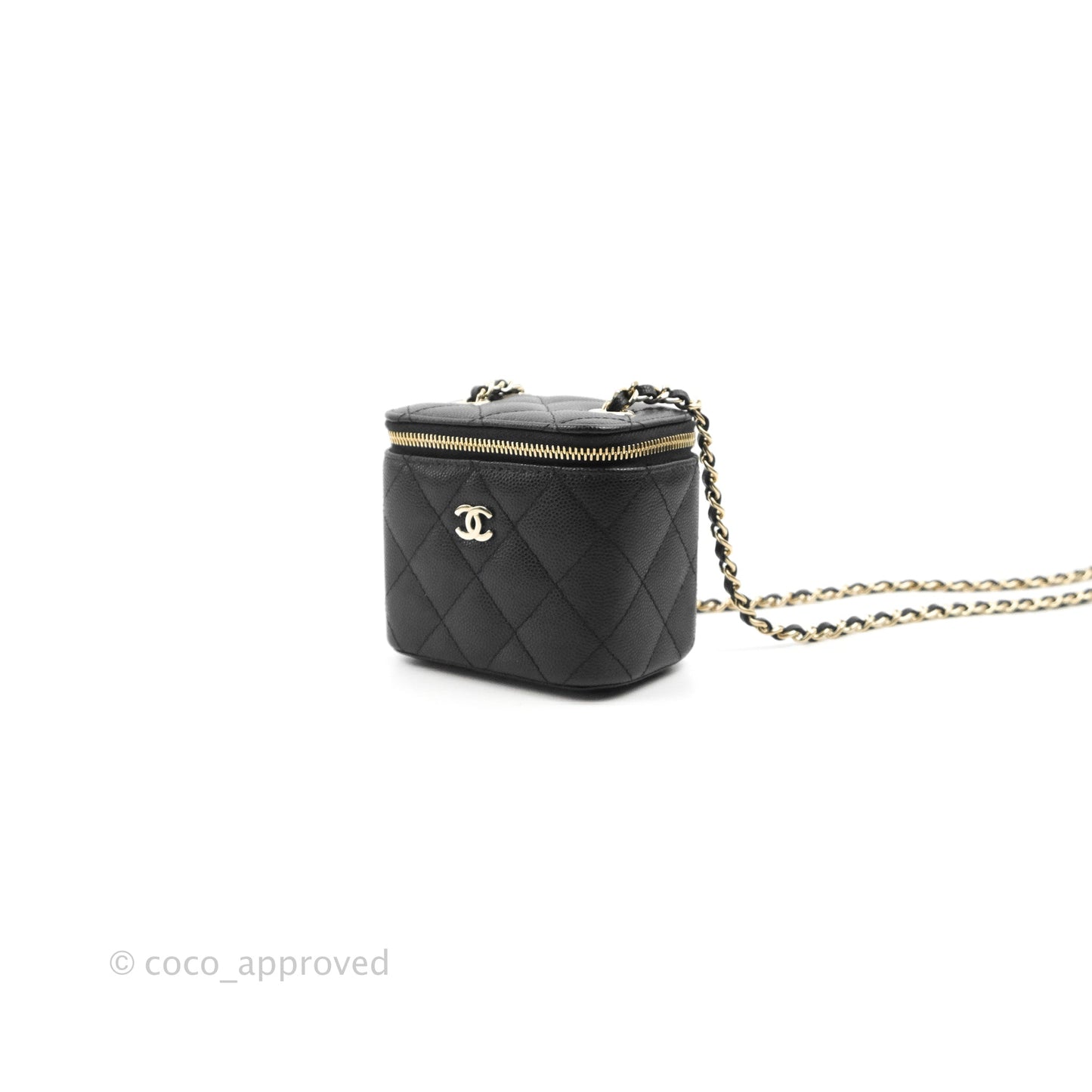 Chanel Mini Vanity With Chain Black Caviar Gold Hardware