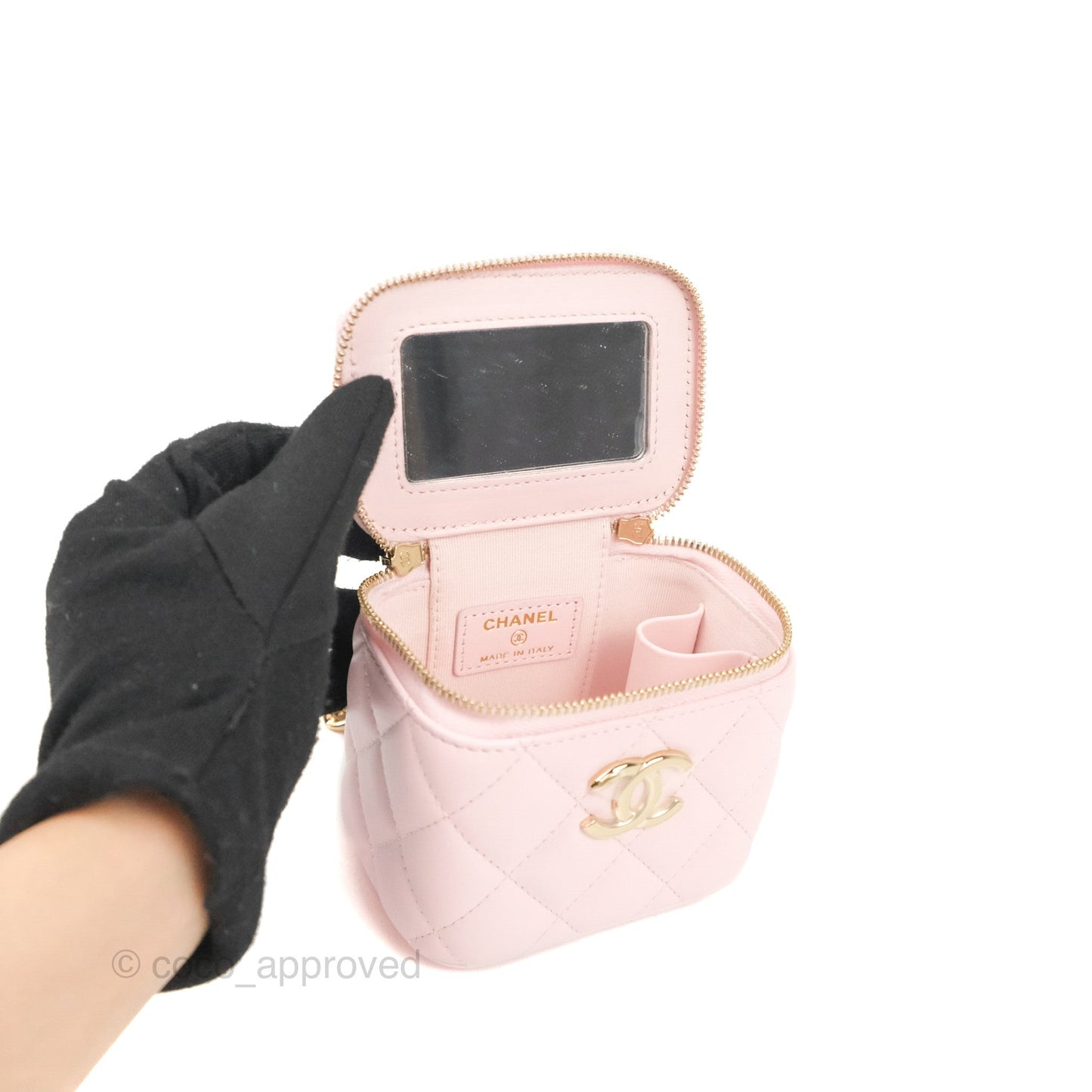 Chanel Mini Vanity With Coco Chain Light Pink Lambskin Gold Hardware