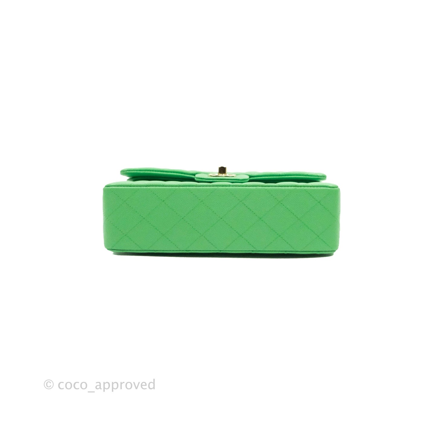 Chanel Small Classic Quilted Flap Green Caviar Gold Hardware