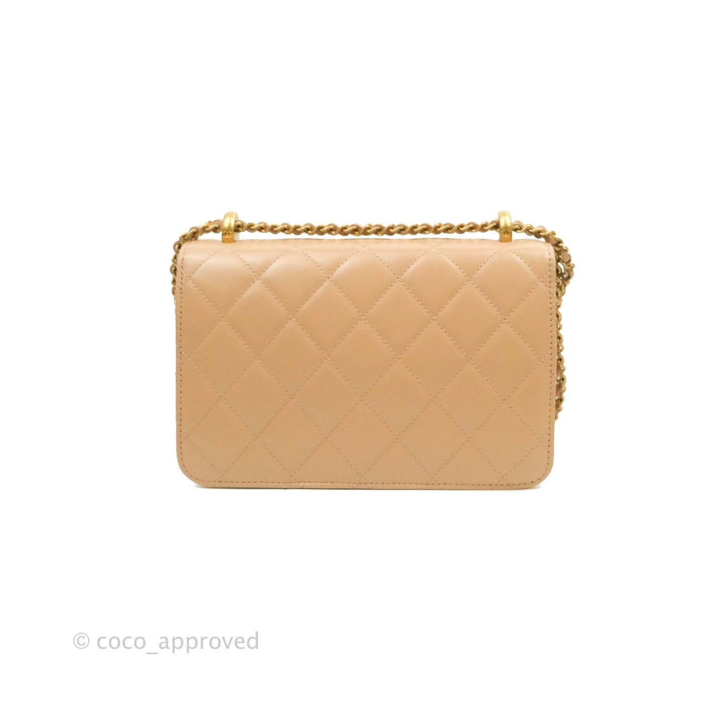 Chanel Quilted Small Perfect Fit Adjustable Beige Calfskin Gold Hardware 21A