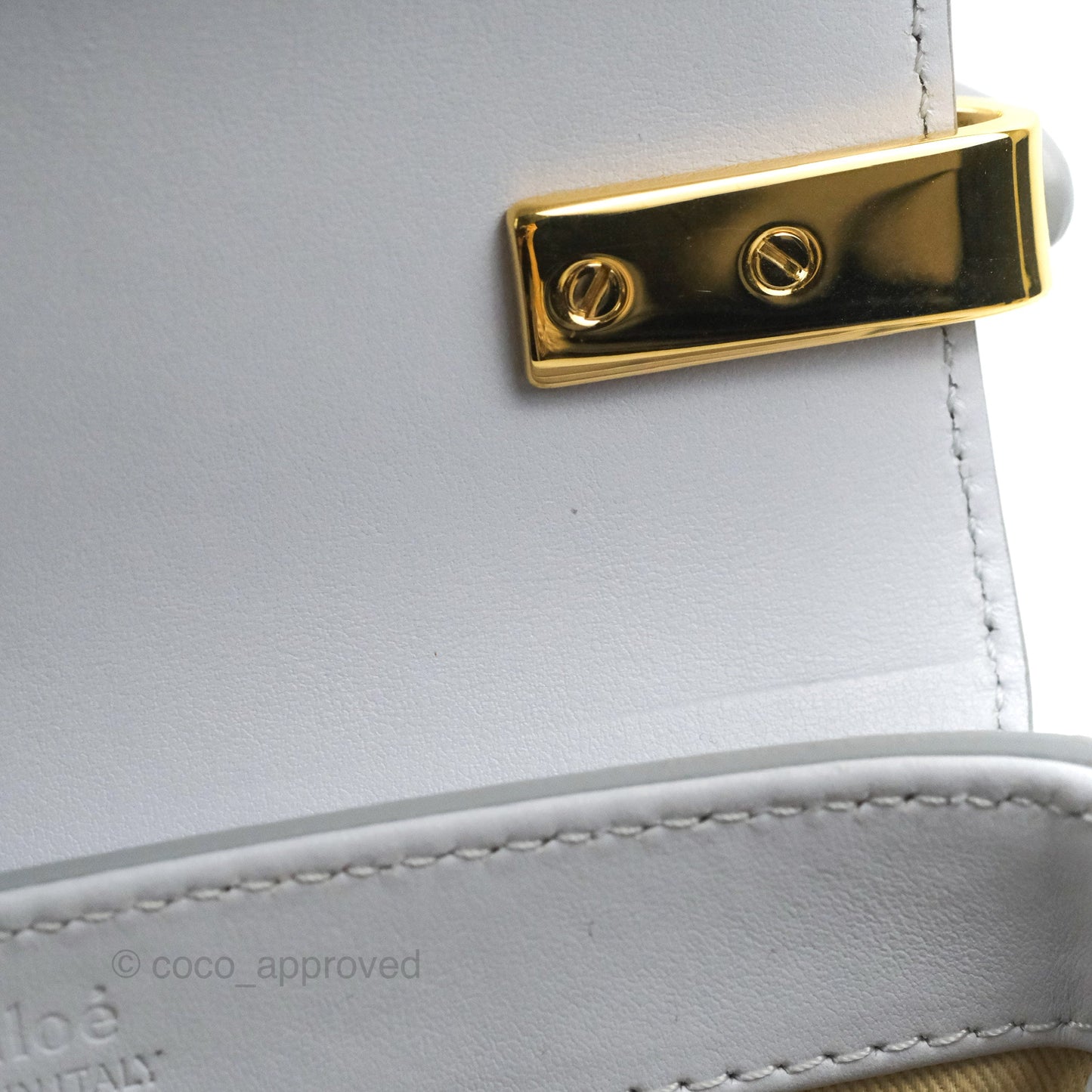 Chloé Mini C Bag Light Cloud Shiny/Suede Calfskin