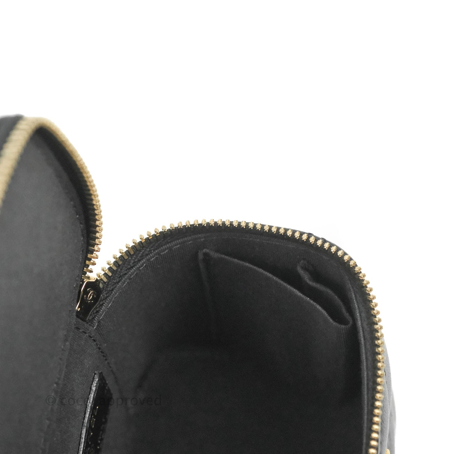 Chanel Mini Top Handle Vanity With Chain Black Lambskin Gold Hardware