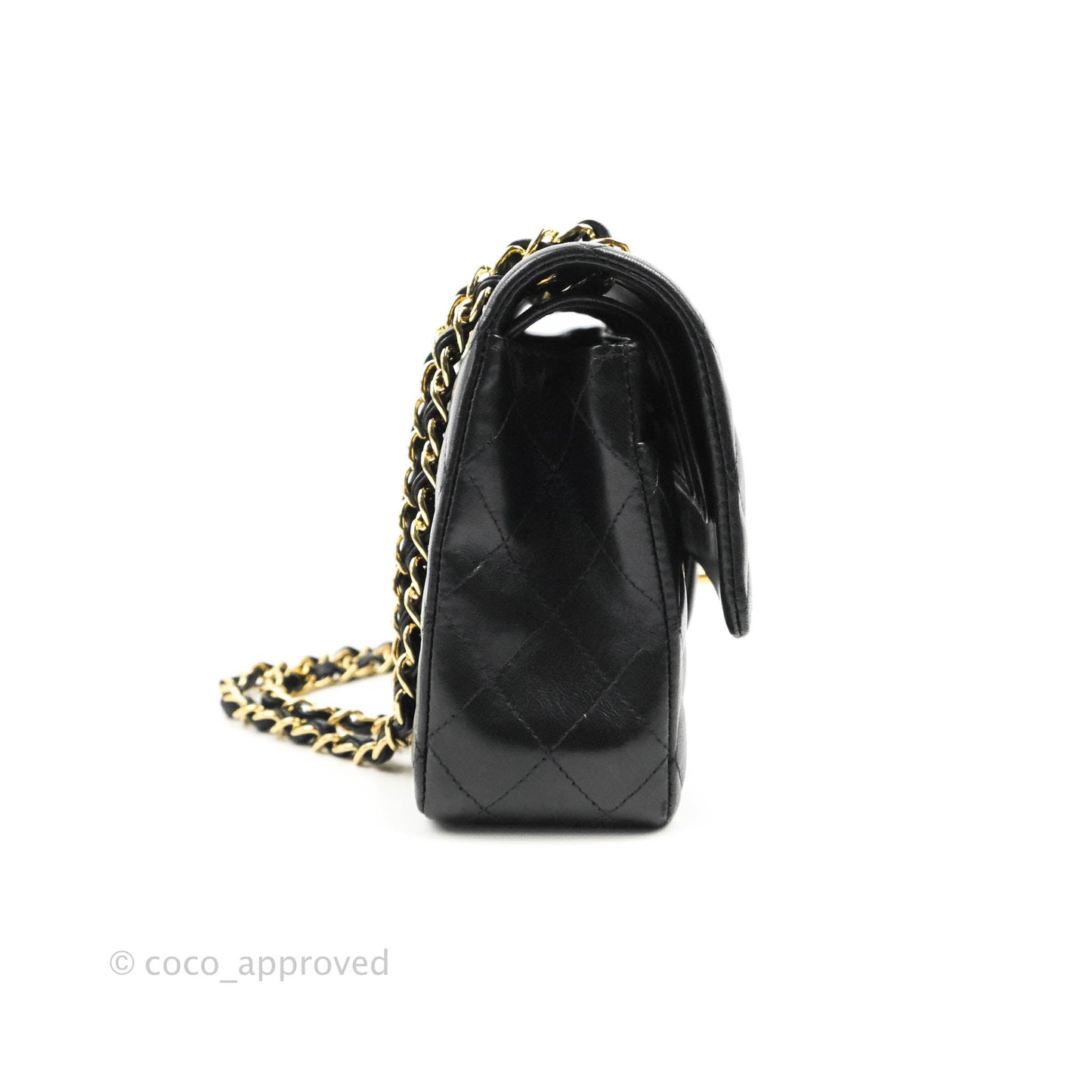 Chanel Classic M/L Medium Flap Quilted Black Lambskin Gold Hardware