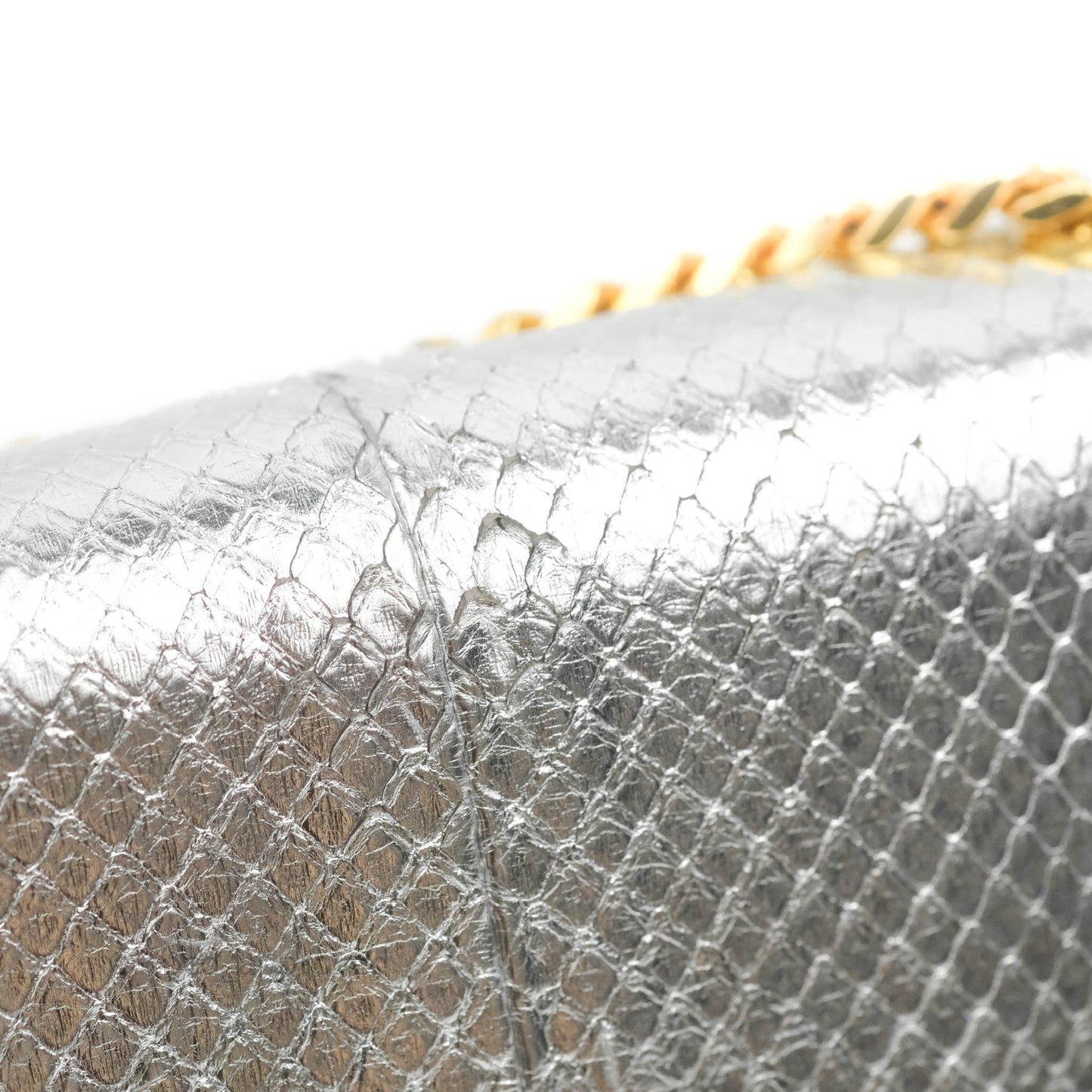 Saint Laurent Small Kate Bag Silver Python-Effect Gold Hardware
