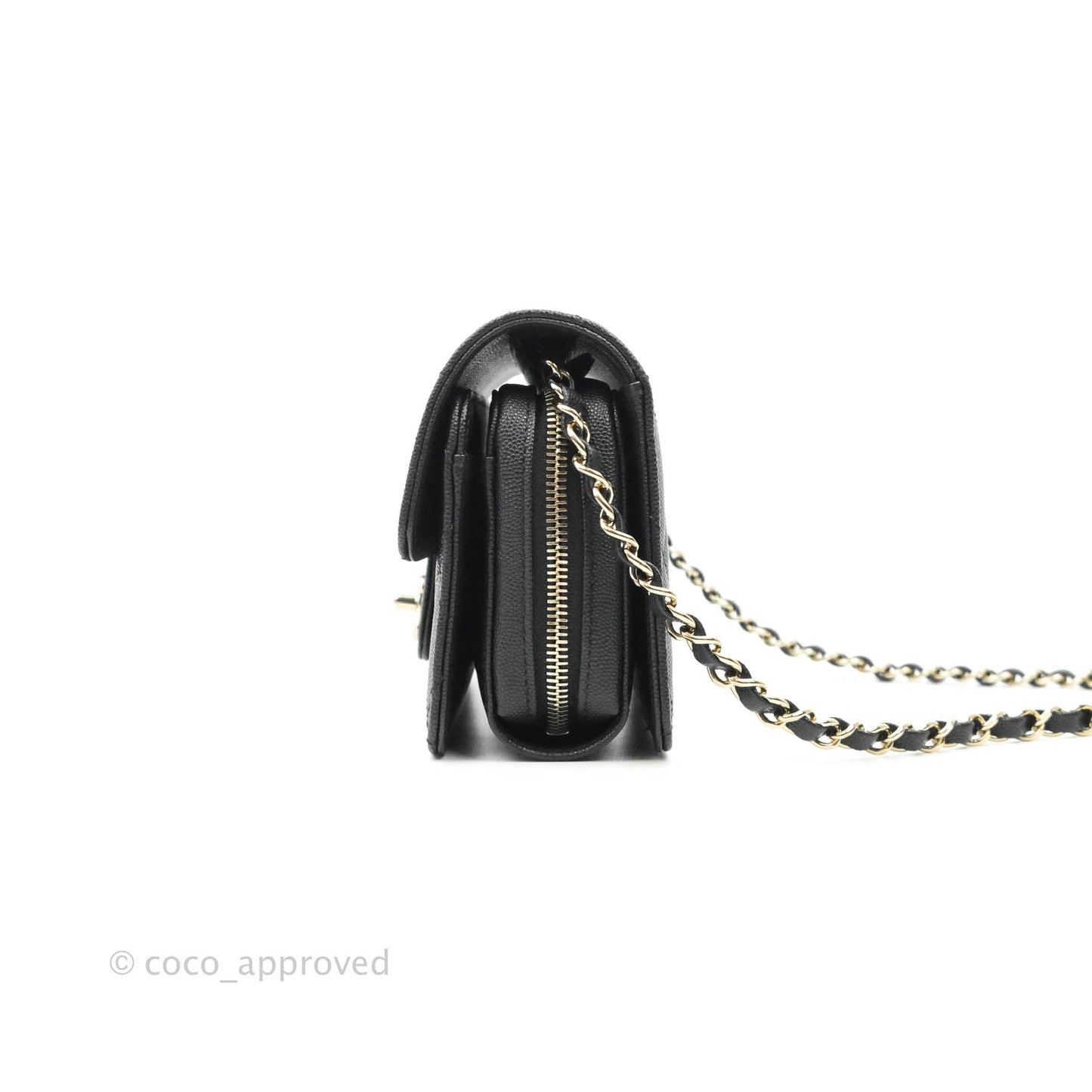 Chanel Quilted Small Like The Wallet Flap Black Caviar Light Gold Hardware 22C