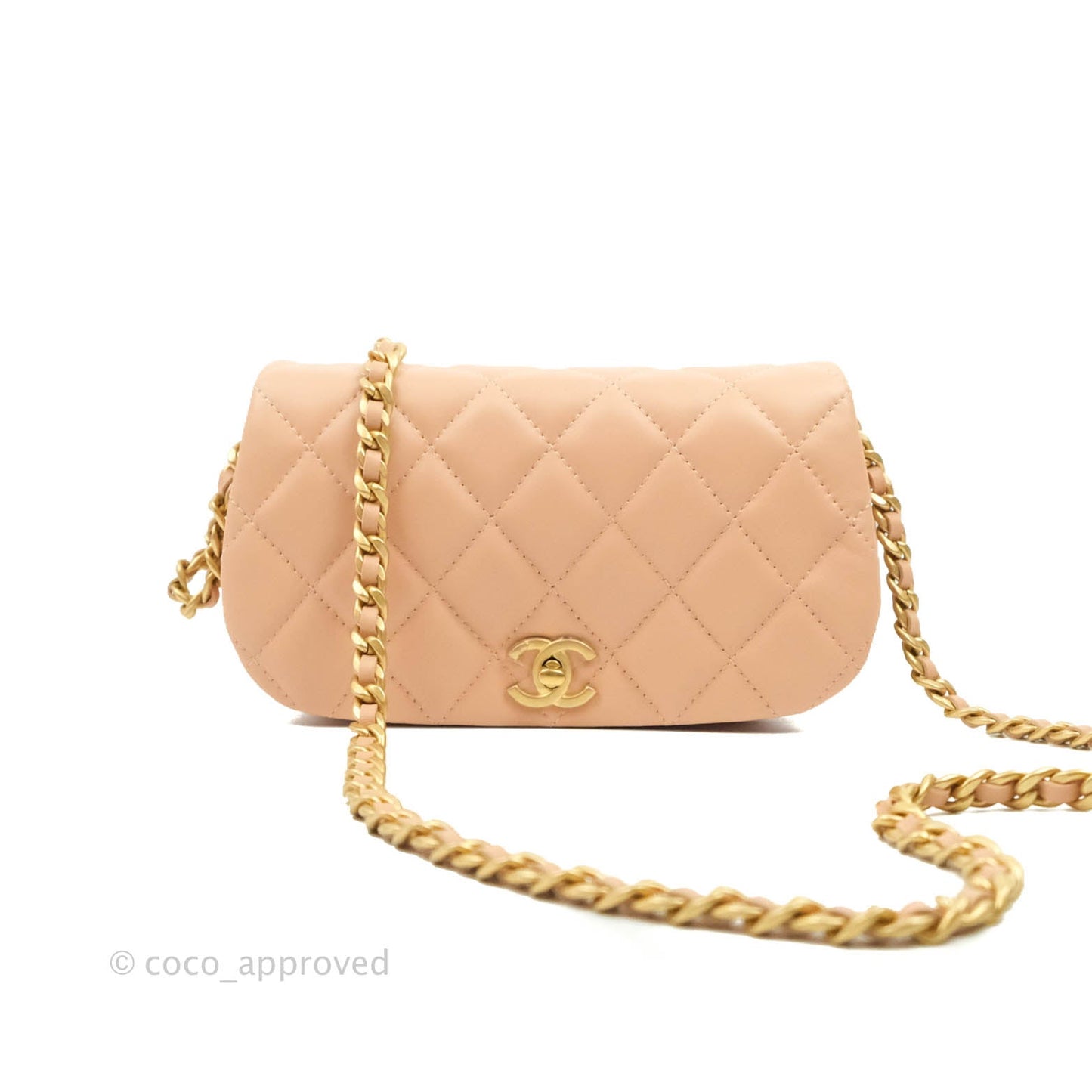 Chanel Clutch with Chain Beige Pink Calfskin Aged Gold Hardware
