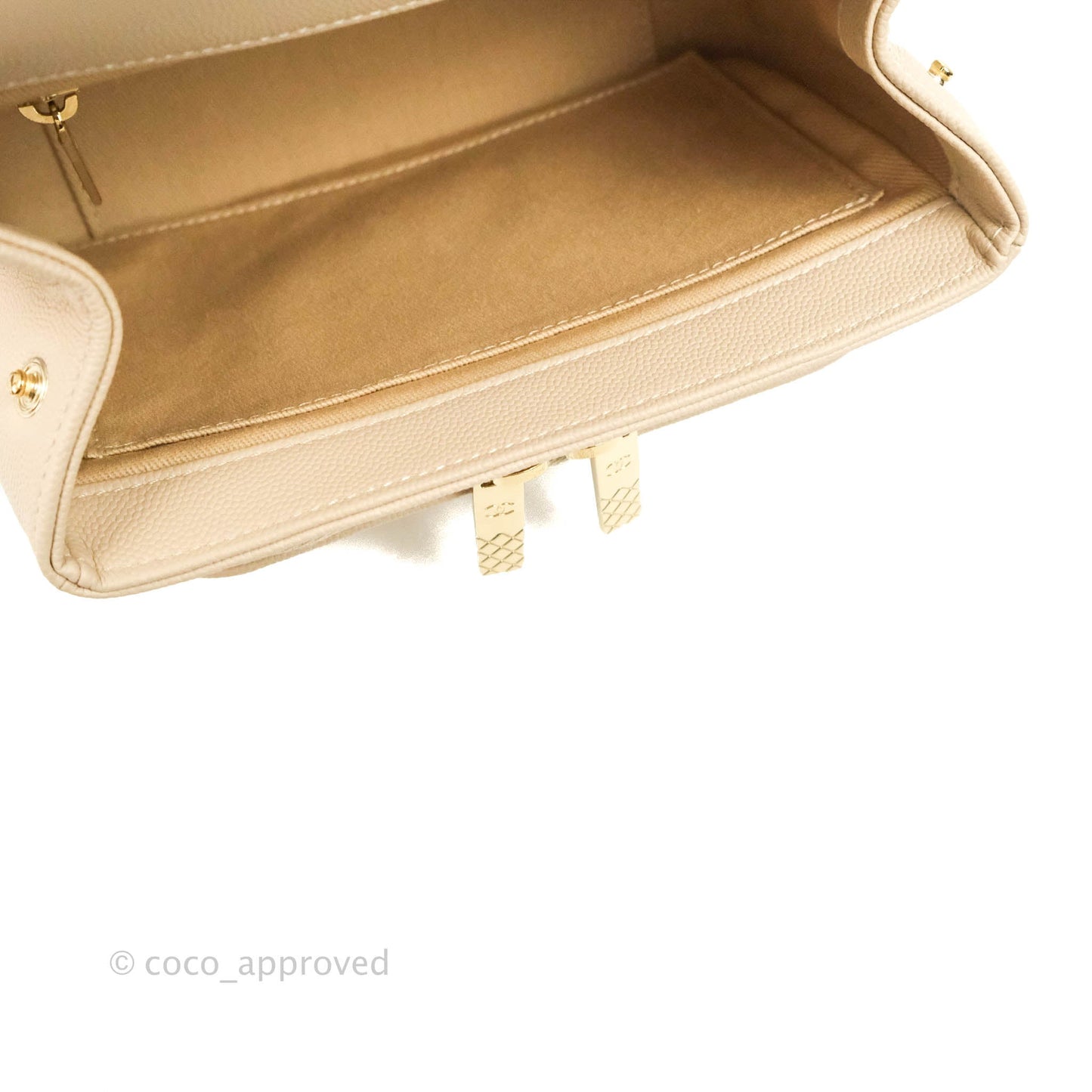 Chanel Quilted Small Business Affinity Flap Light Beige Caviar Gold Hardware