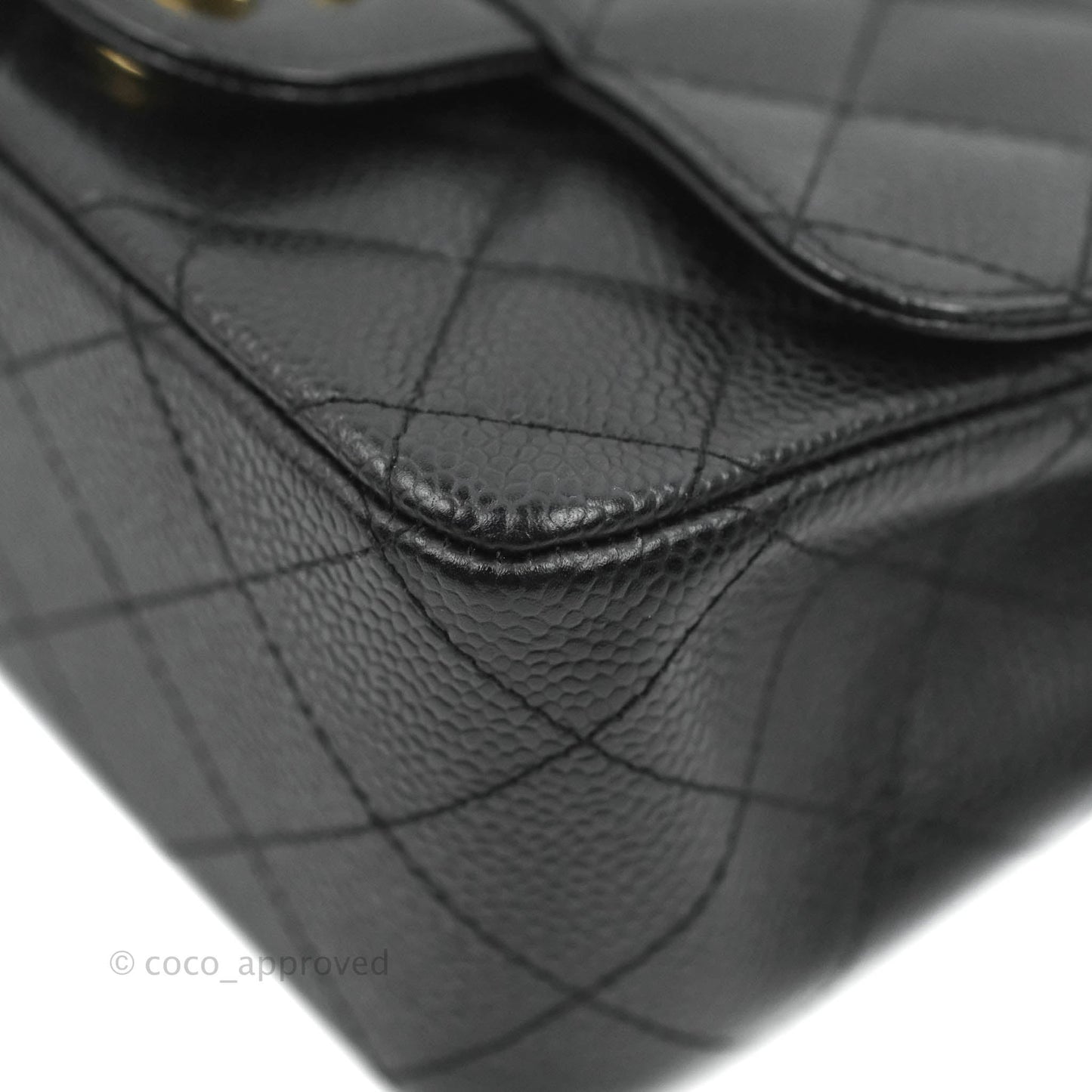 Chanel Quilted Mini Square Flap Bag Black Caviar 24K Gold Hardware