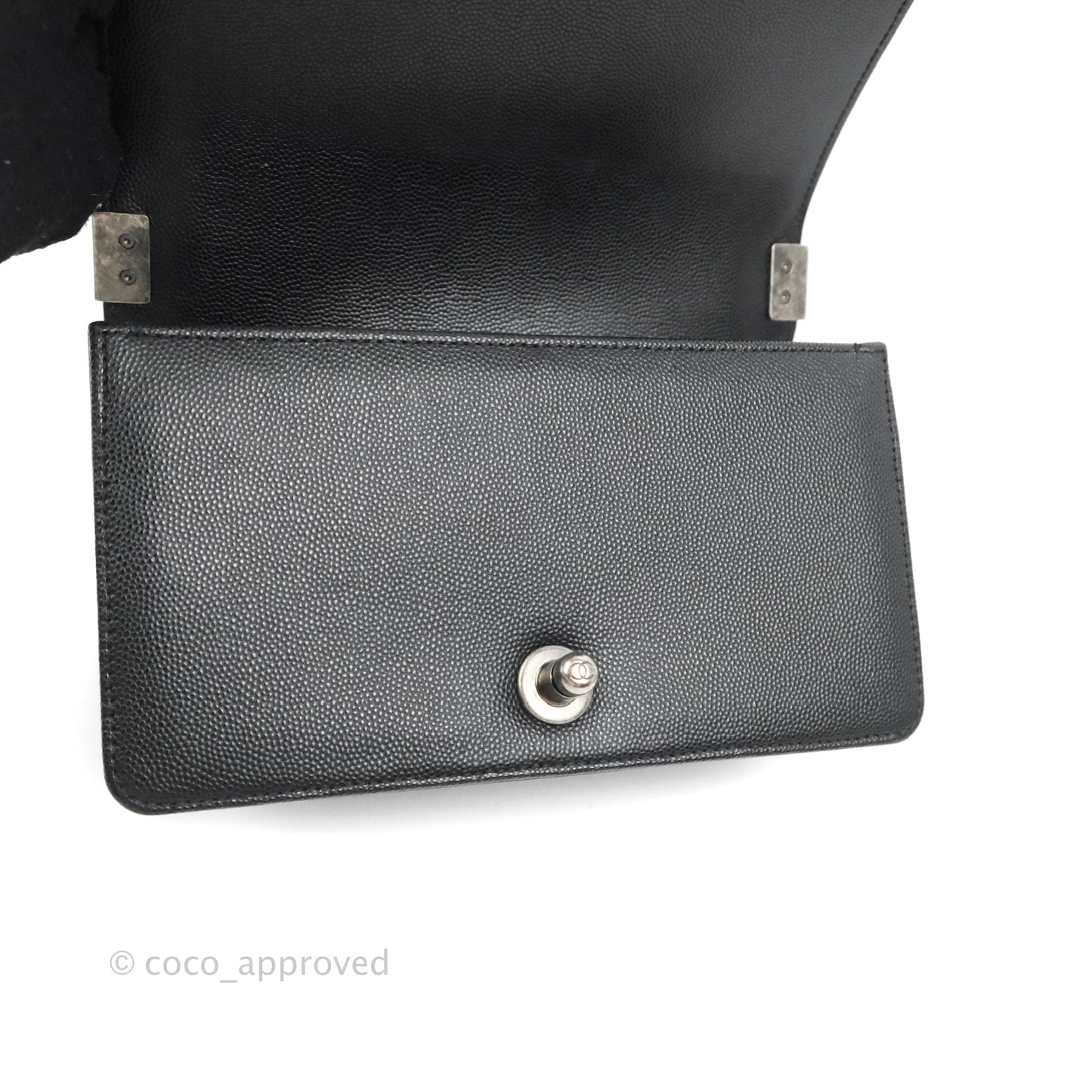 Chanel Small Quilted Boy Bag Black Caviar Ruthenium Hardware