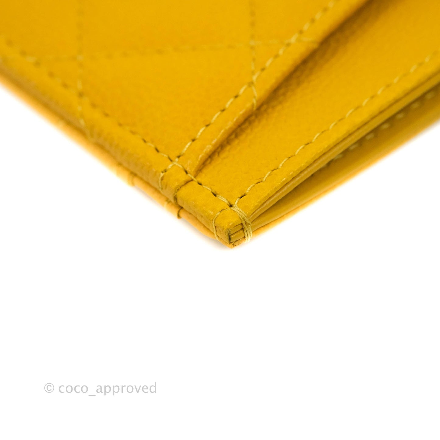 Chanel Classic Flat Card Holder Yellow Caviar Silver Hardware