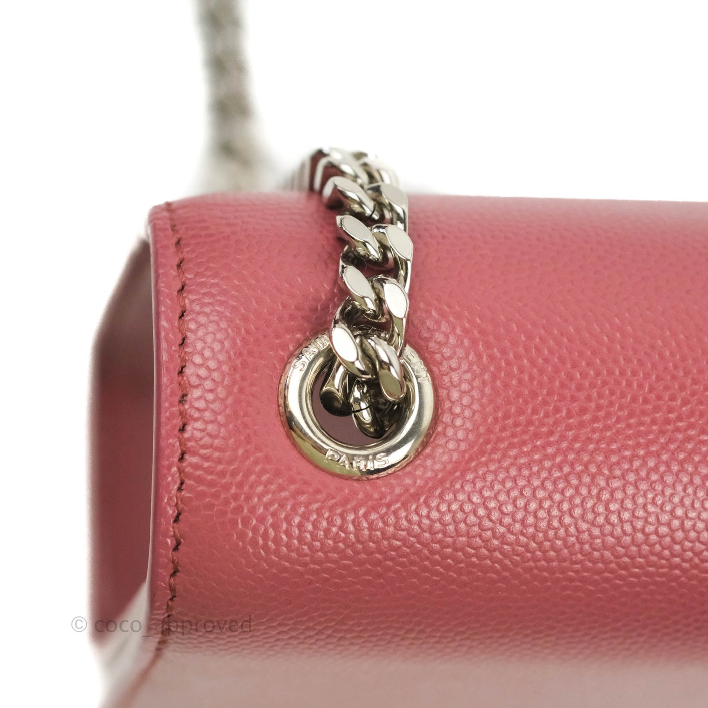 Saint Laurent New Small Classic Monogram Kate Chain Bag Mystic Rose Grained Calfskin Silver Hardware
