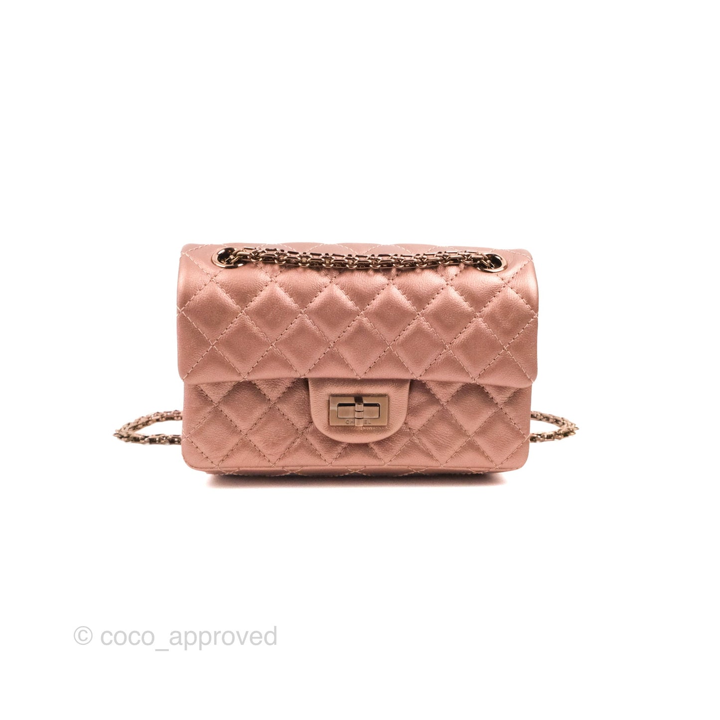 Chanel Mini Reissue 224 Metallic Calfskin Rose Gold