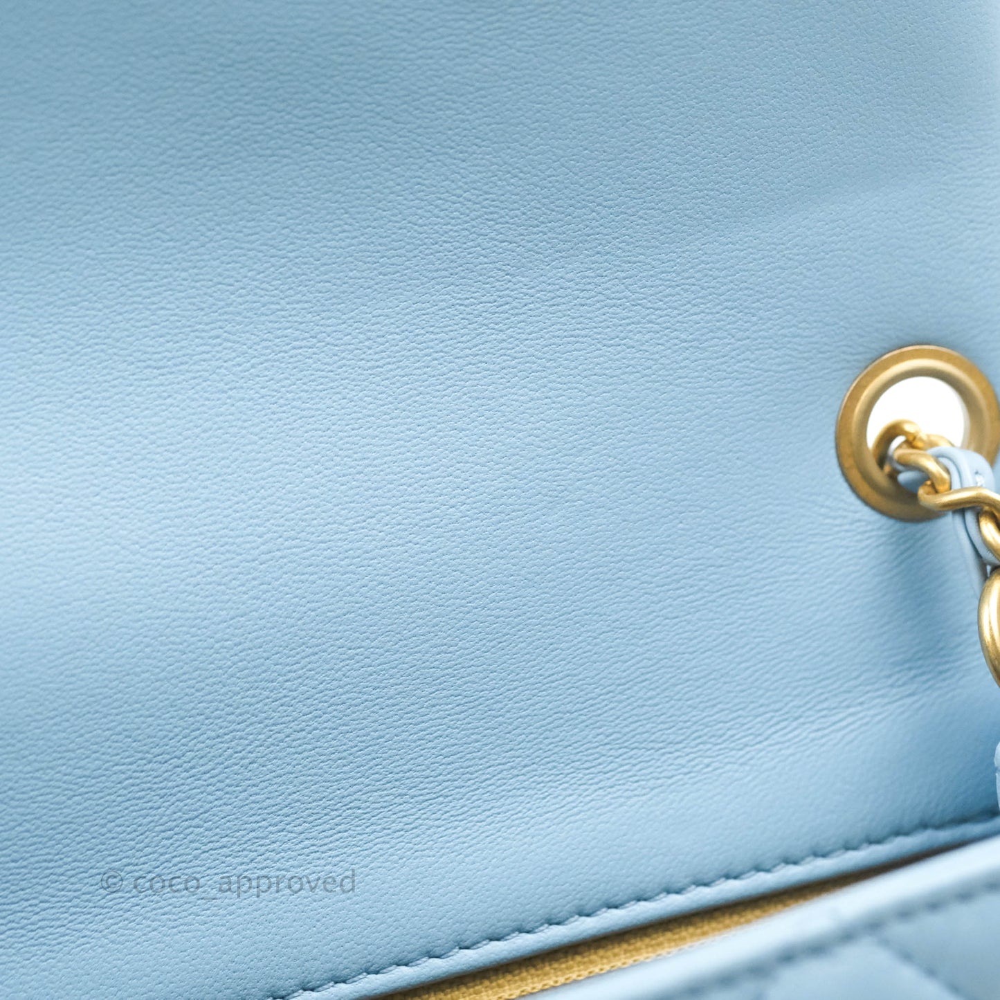 Chanel Mini Rectangular Pearl Crush Quilted Blue Lambskin Aged Gold Hardware