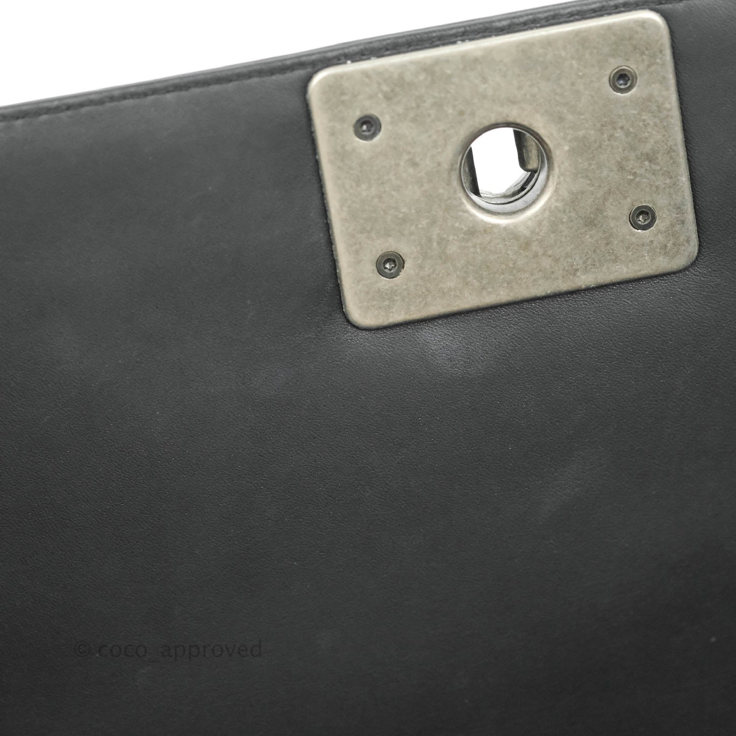 Chanel Boy Clutch Python Patent Black Ruthenium Hardware